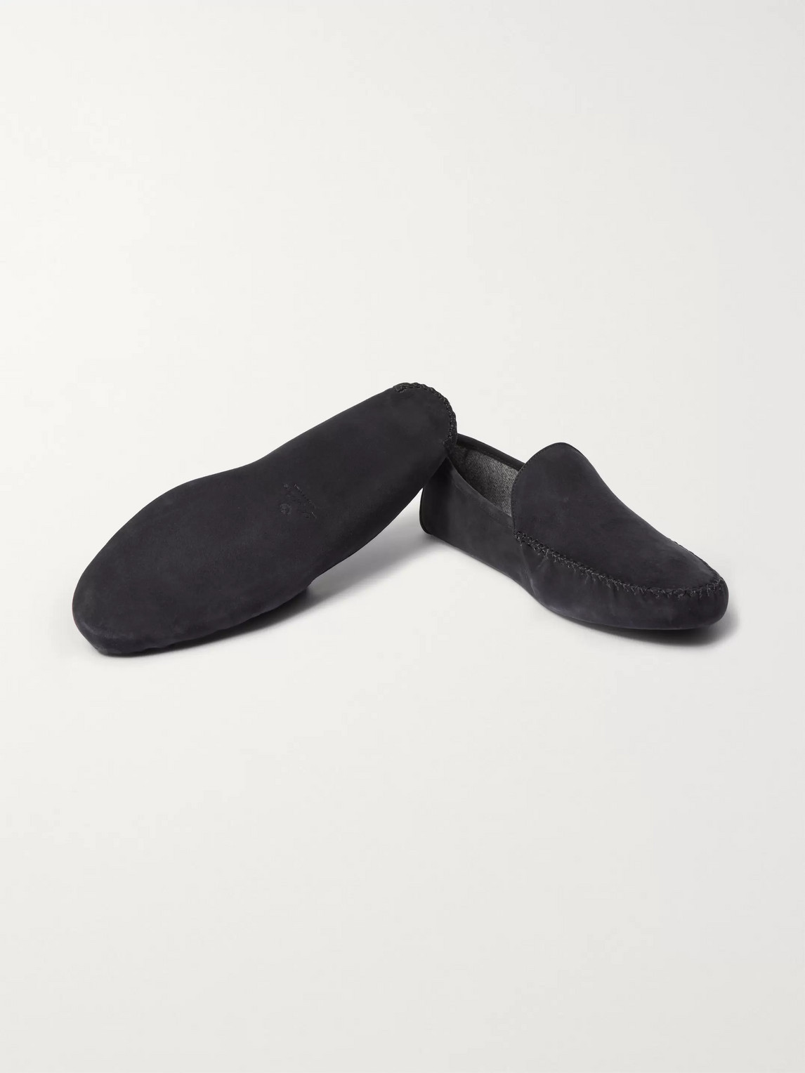 LORO PIANA MAURICE CASHMERE-LINED SUEDE SLIPPERS