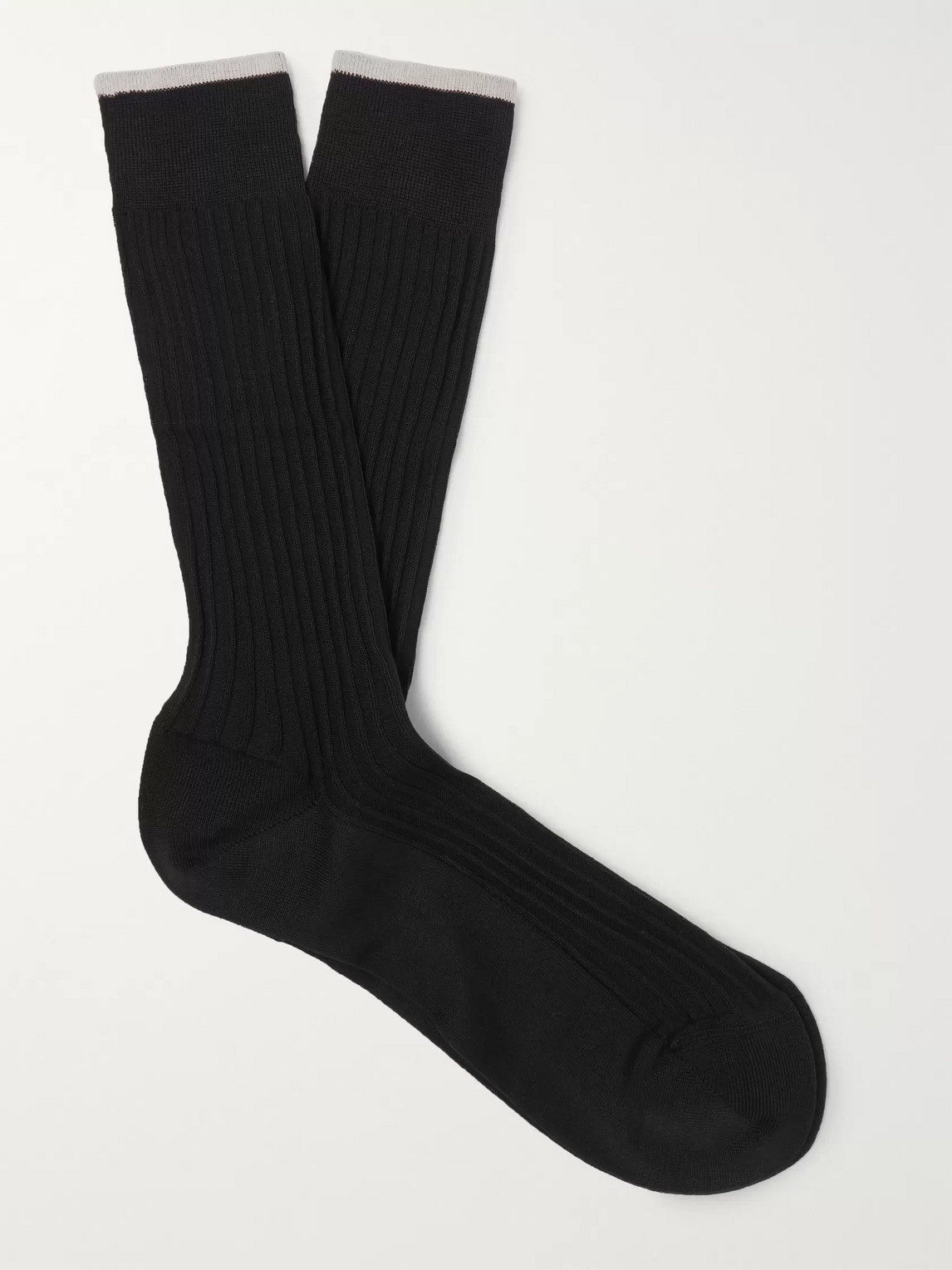 Ermenegildo Zegna Ribbed Cotton-blend Socks In Black