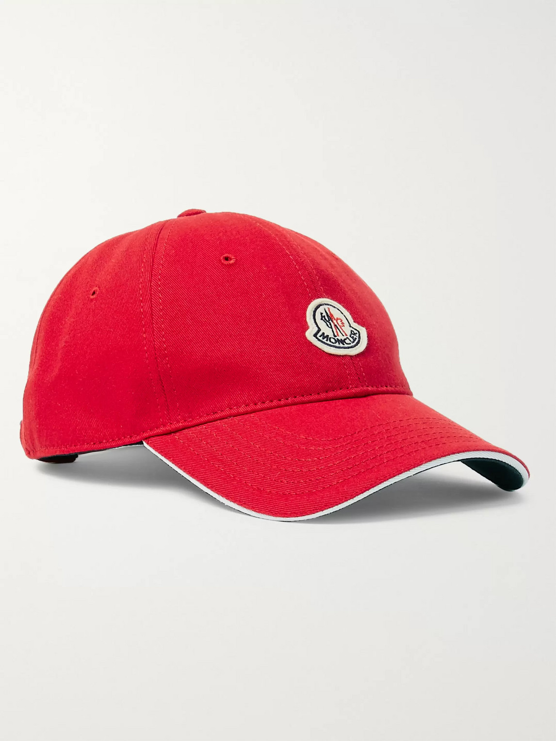 Moncler Logo-appliquéd Cotton-twill Baseball Cap In Red