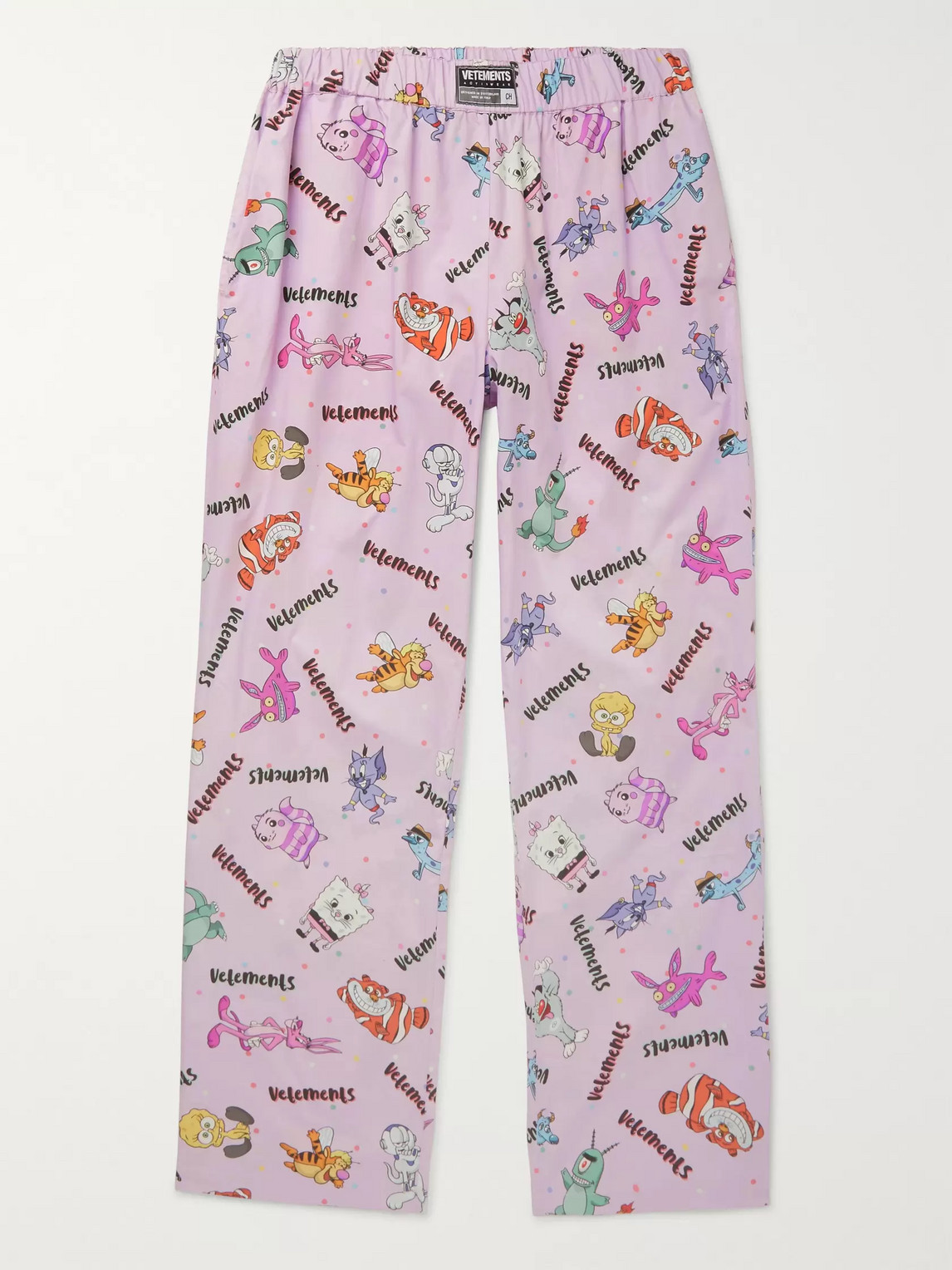 Vetements Wide-leg Printed Cotton-poplin Trousers In Pink