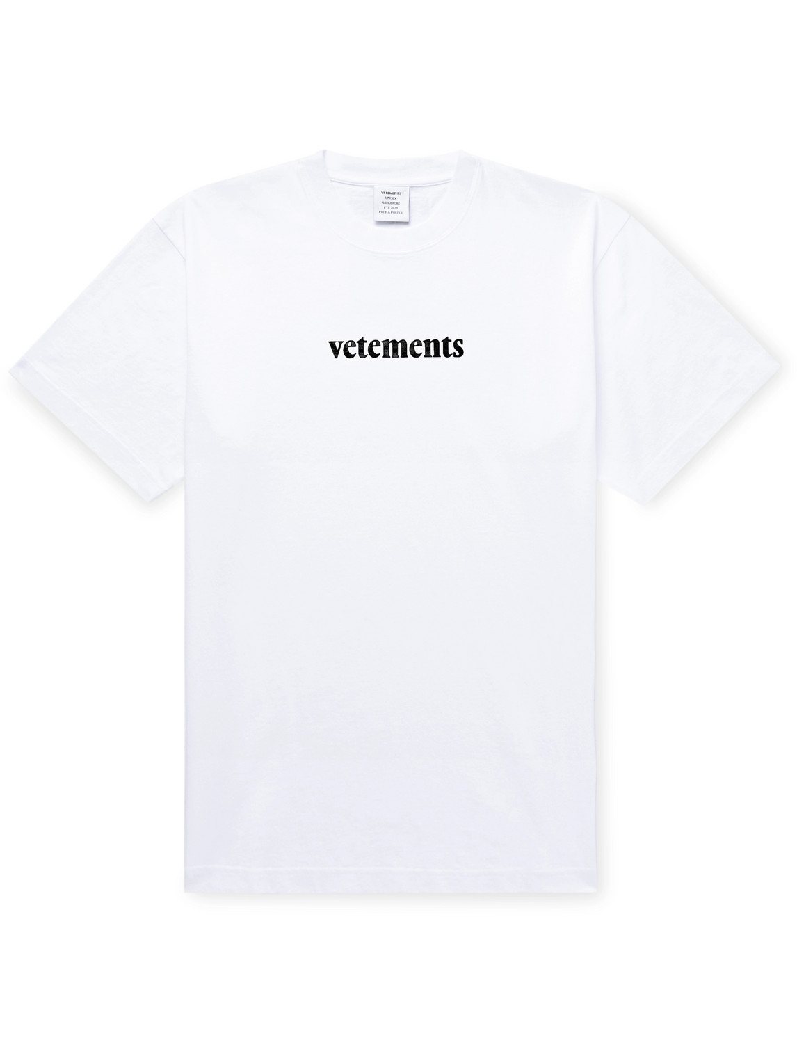 Vetements Appliquéd Logo-print Cotton-jersey T-shirt In White