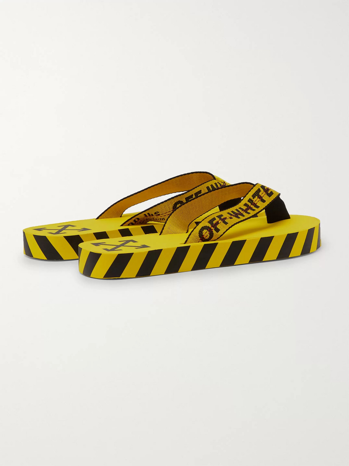Shop Off-white Webbing And Rubber Flip Flops In Yellow