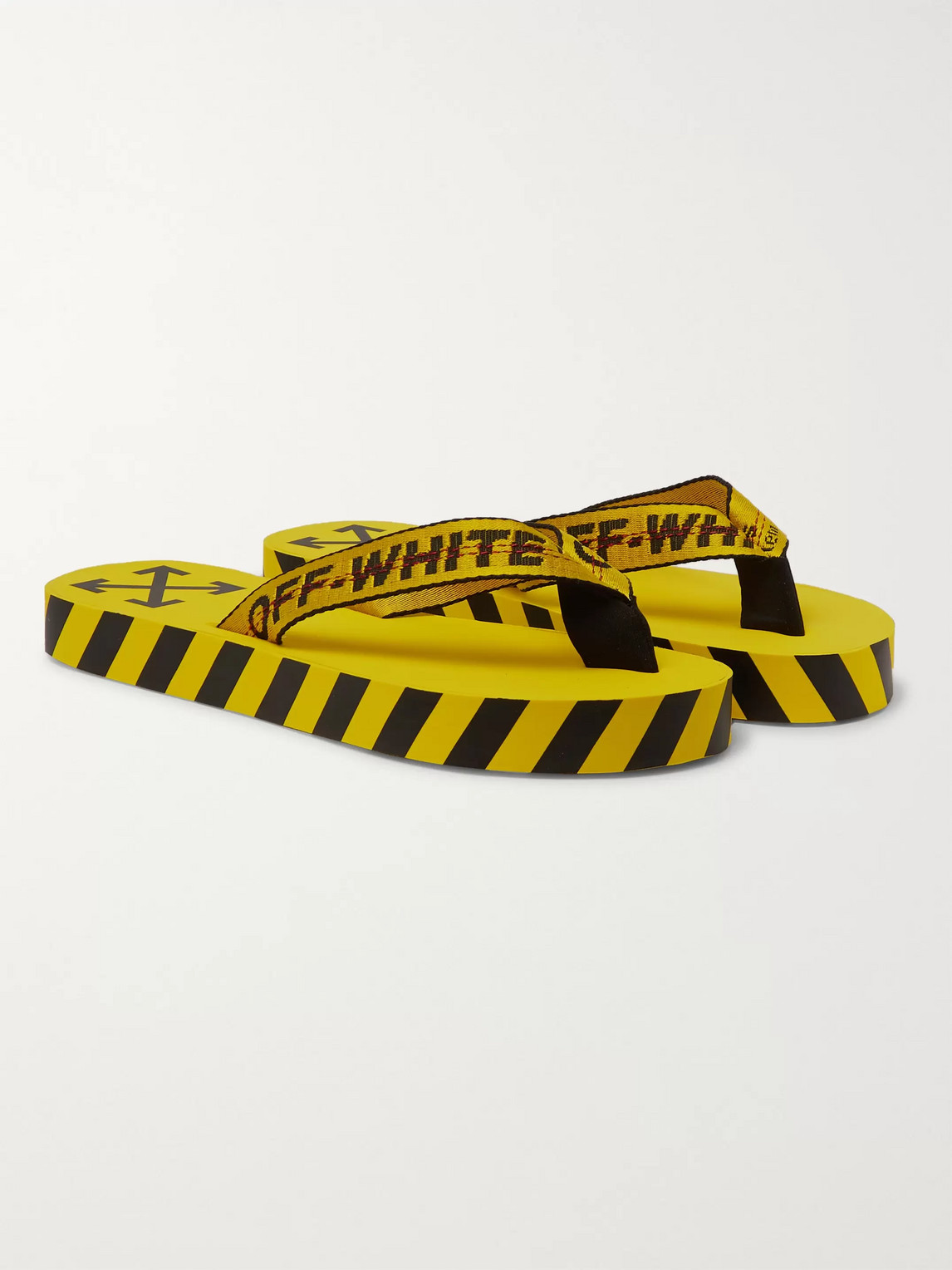 Shop Off-white Webbing And Rubber Flip Flops In Yellow