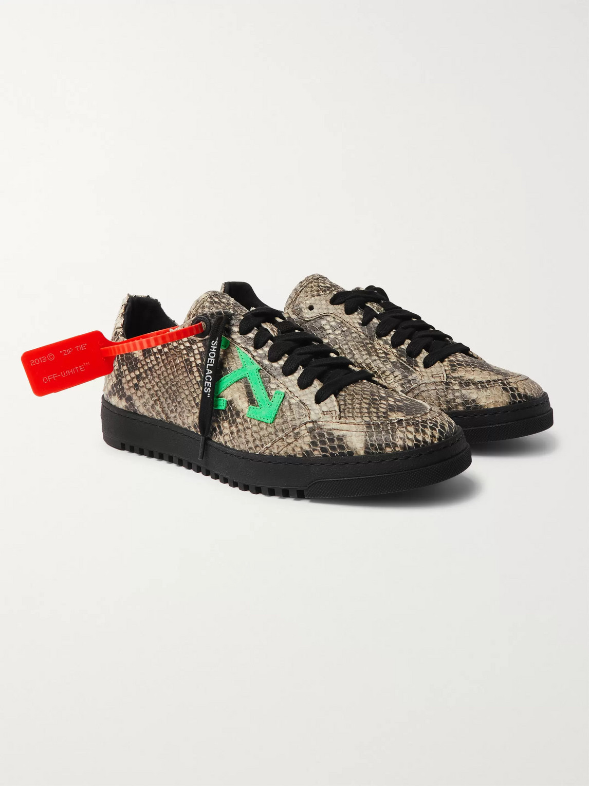OFF-WHITE 2.0 SUEDE-TRIMMED SNAKE EFFECT-LEATHER SNEAKERS