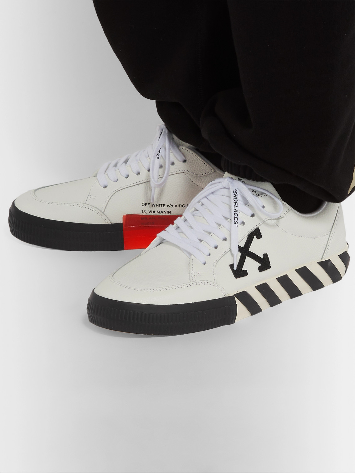 Shop Off-white Logo-appliquéd Full-grain Leather Sneakers In White