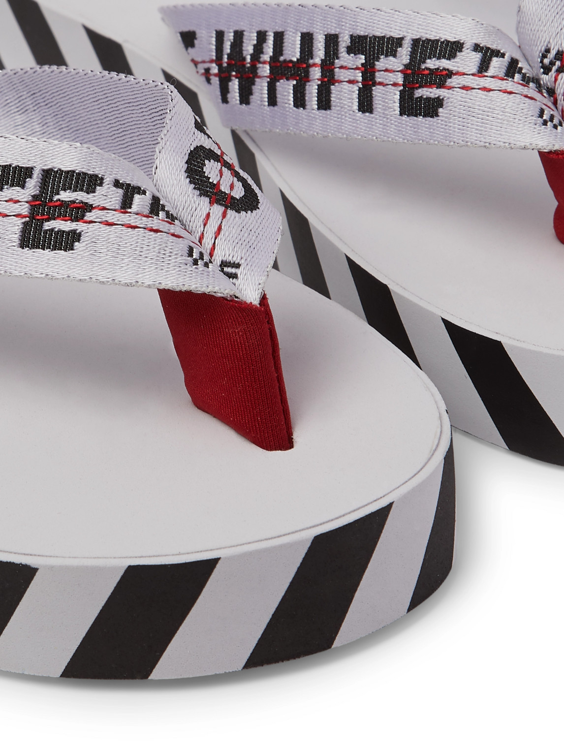 Shop Off-white Webbing And Rubber Flip Flops In White