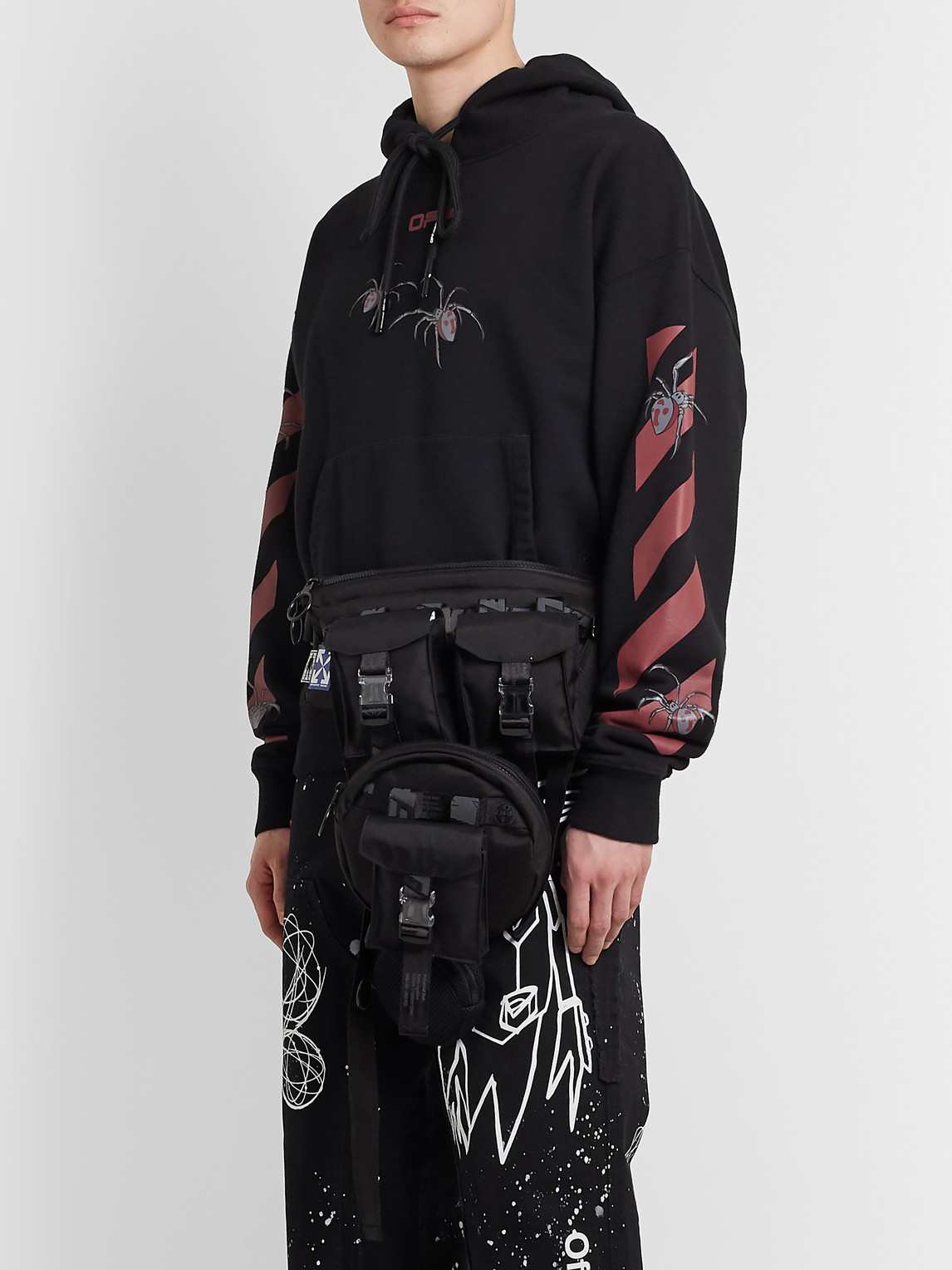 Off-white Convertible Ripstop, Canvas And Mesh Belt Bag In Black