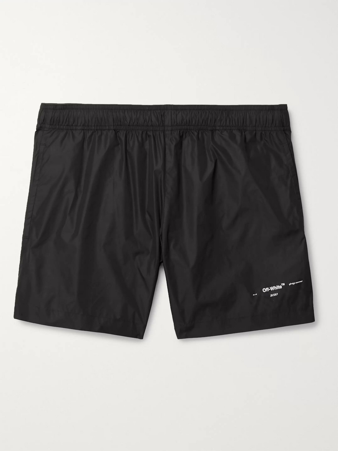 Off-white Mid-length Logo-print Shell Swim Shorts In Black