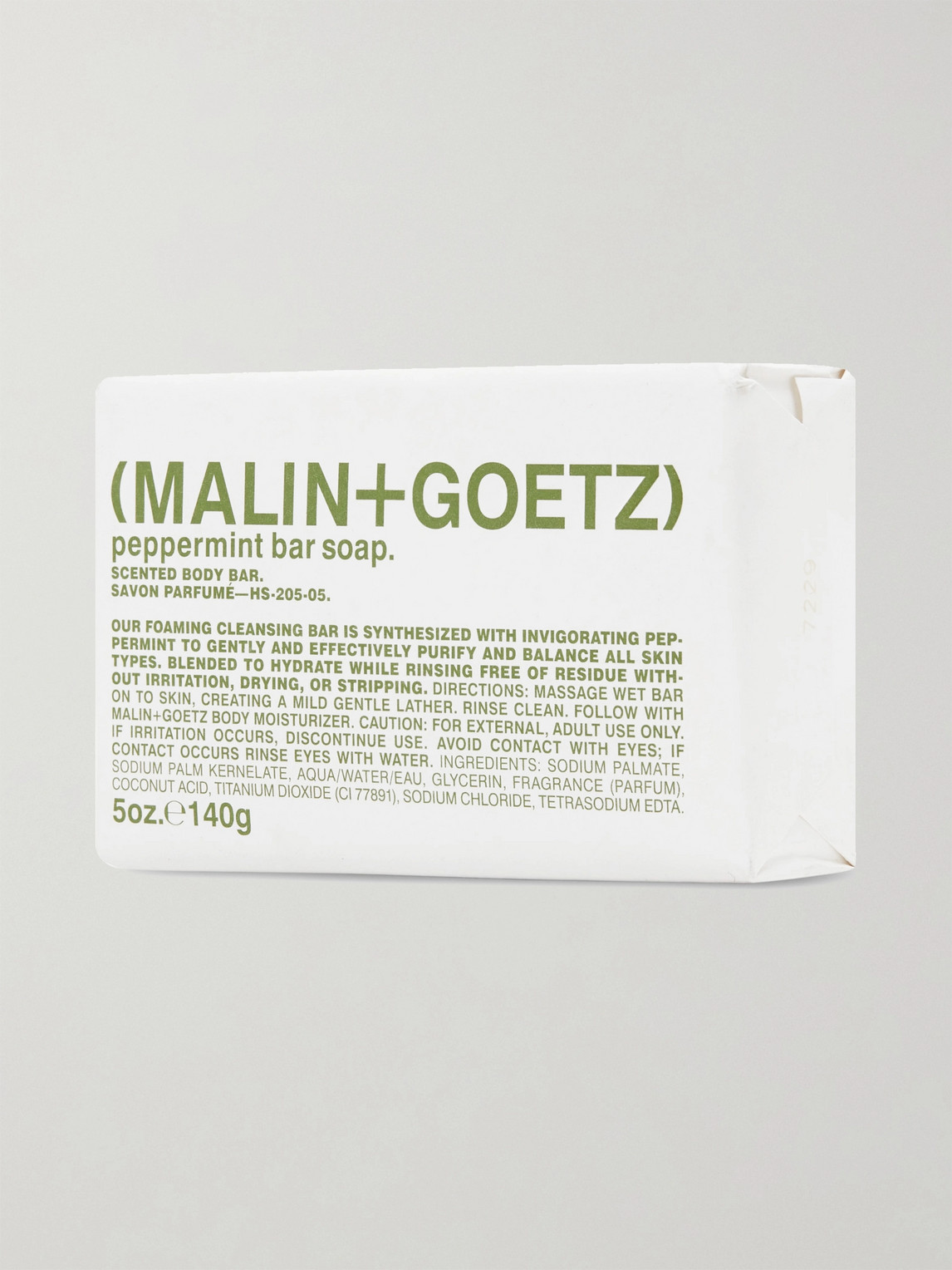 MALIN + GOETZ PEPPERMINT BAR SOAP, 140G