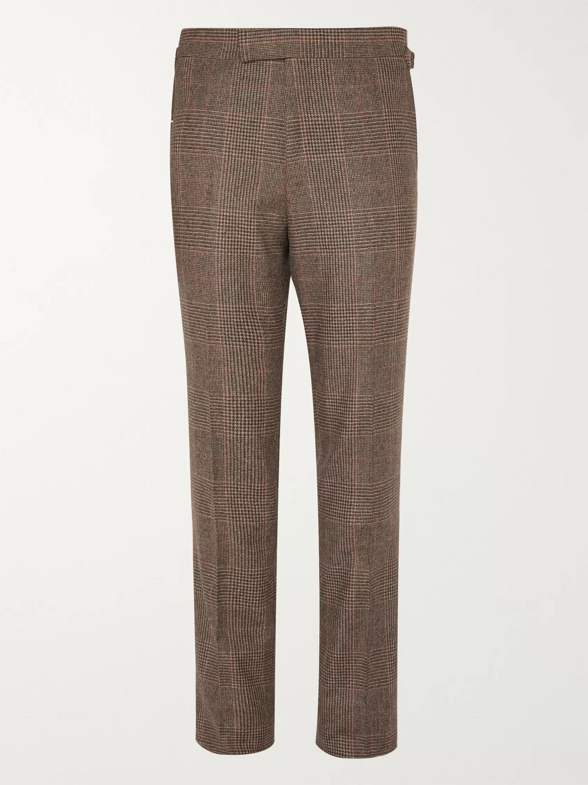 Kingsman Brown Slim-fit Prince Of Wales Checked Wool Suit Trousers