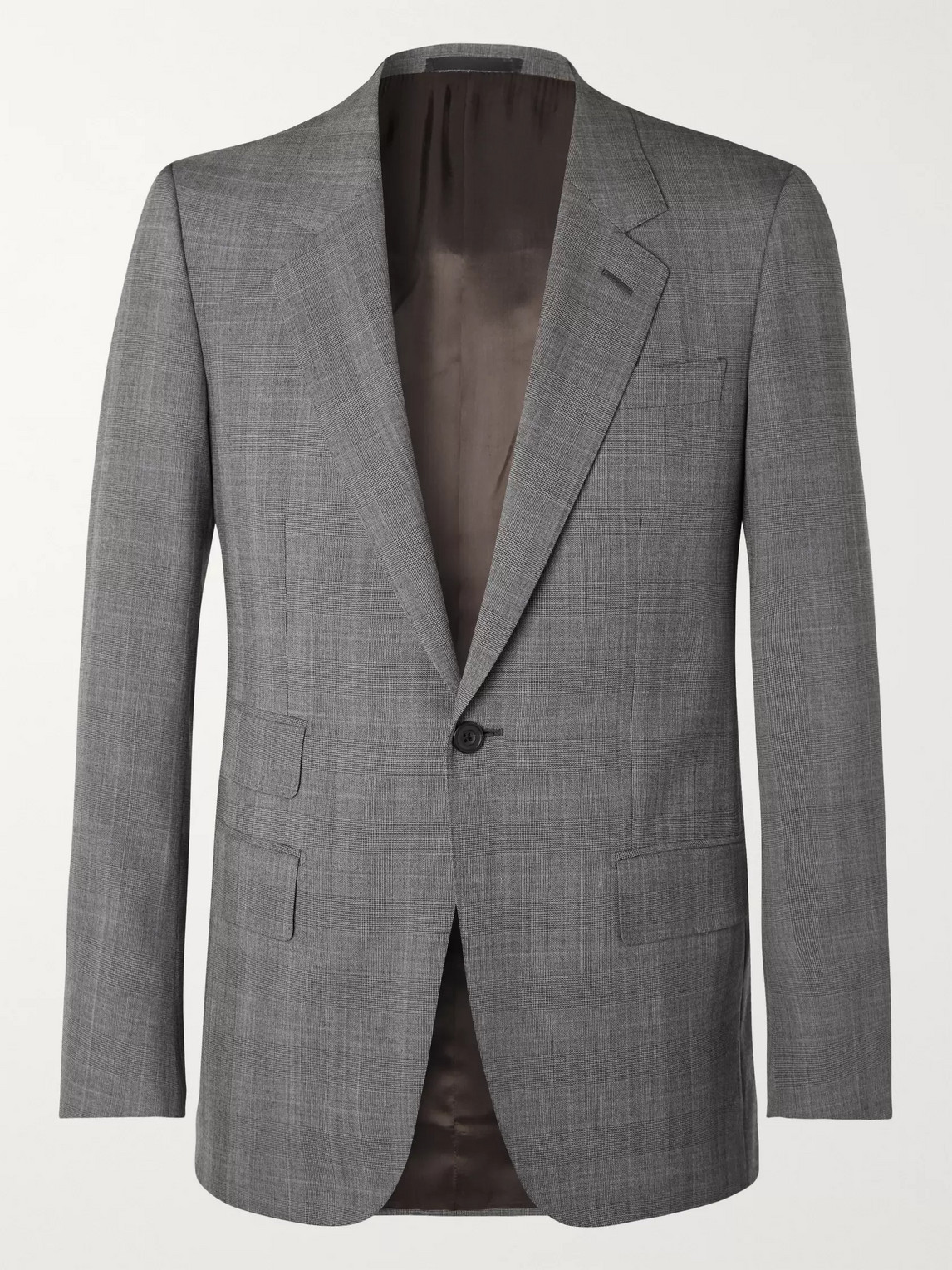 Kingsman Grey Slim-fit Prince Of Wales Checked Wool Suit Jacket In Gray