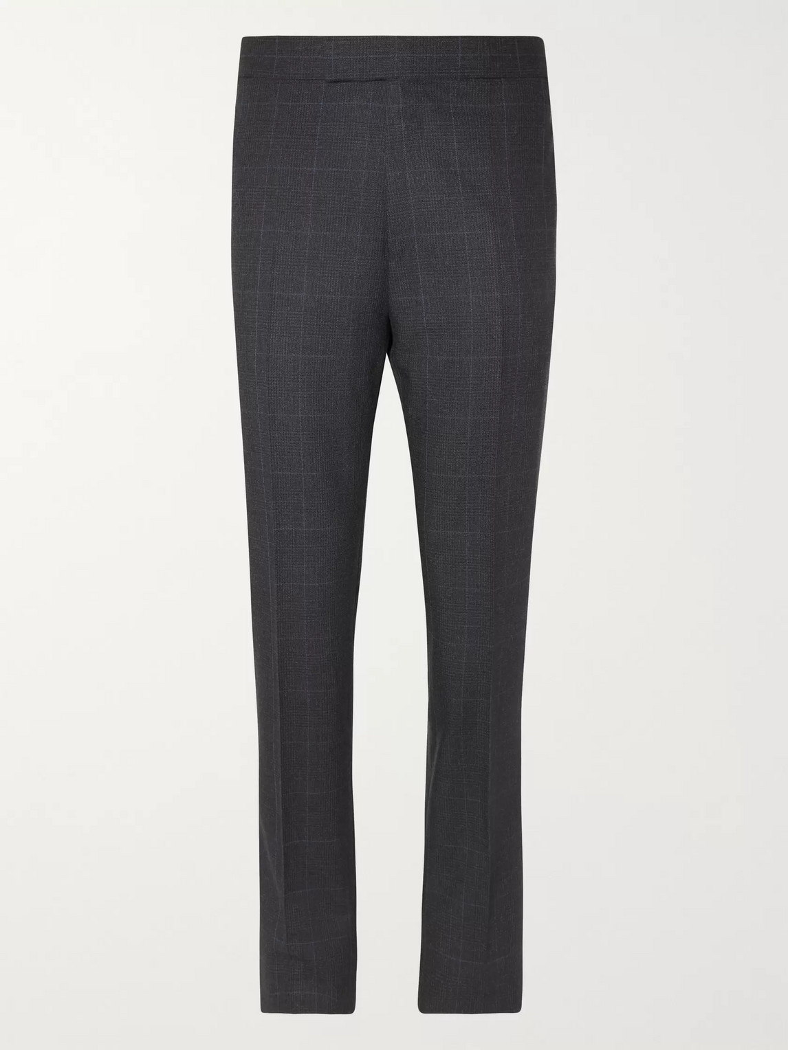 Kingsman Grey Slim-fit Prince Of Wales Checked Wool Suit Trousers In Blue