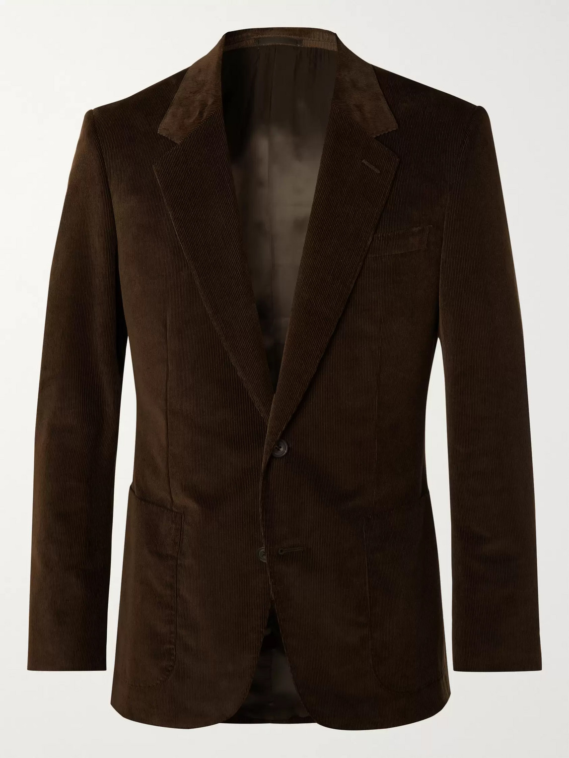 Kingsman Brown Slim-fit Cotton-blend Corduroy Suit Jacket