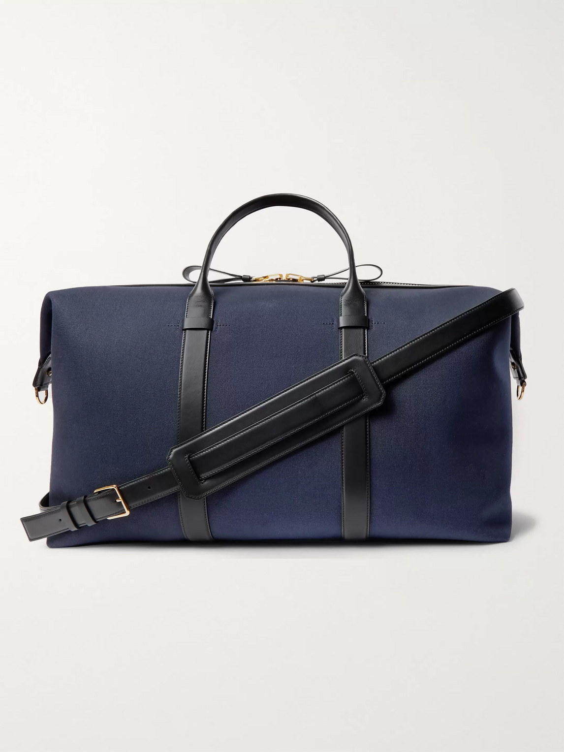 Tom Ford Leather-trimmed Canvas Holdall In Blue