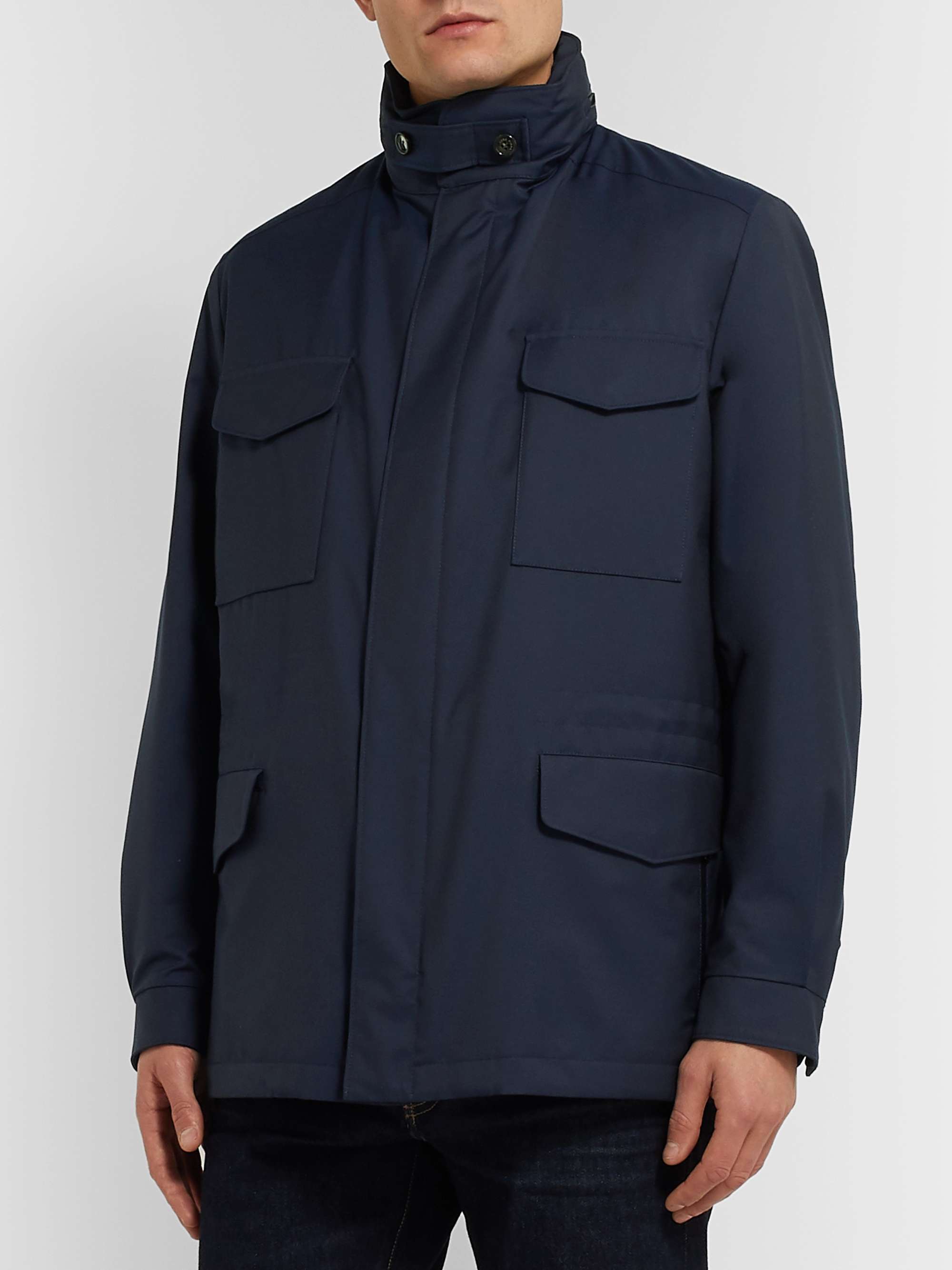 LORO PIANA Rain System Virgin Wool-Blend Field Jacket with Detachable Quilted Shell Liner