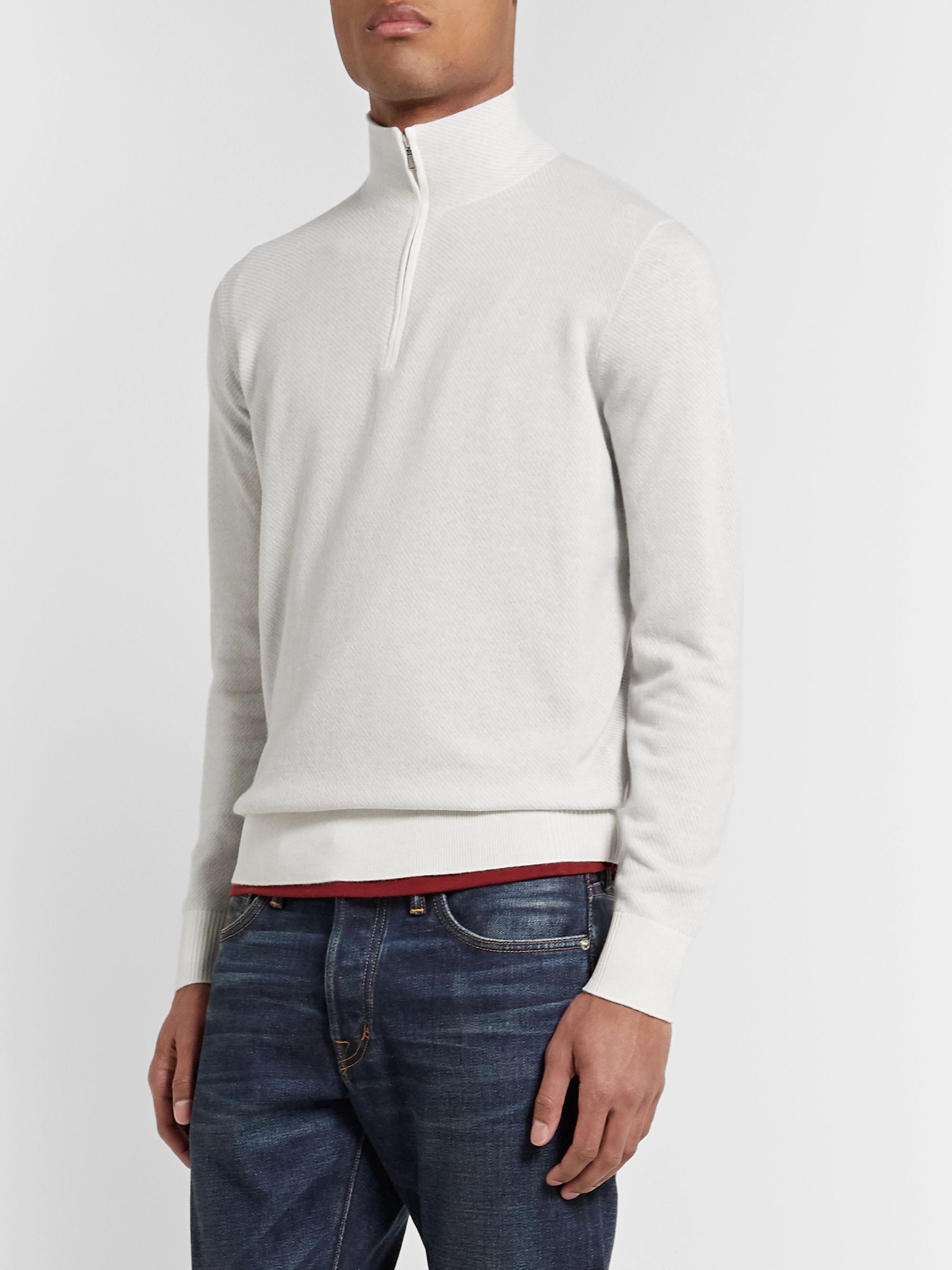White Roadster Striped Cashmere Half-Zip Sweater | Loro Piana | MR PORTER