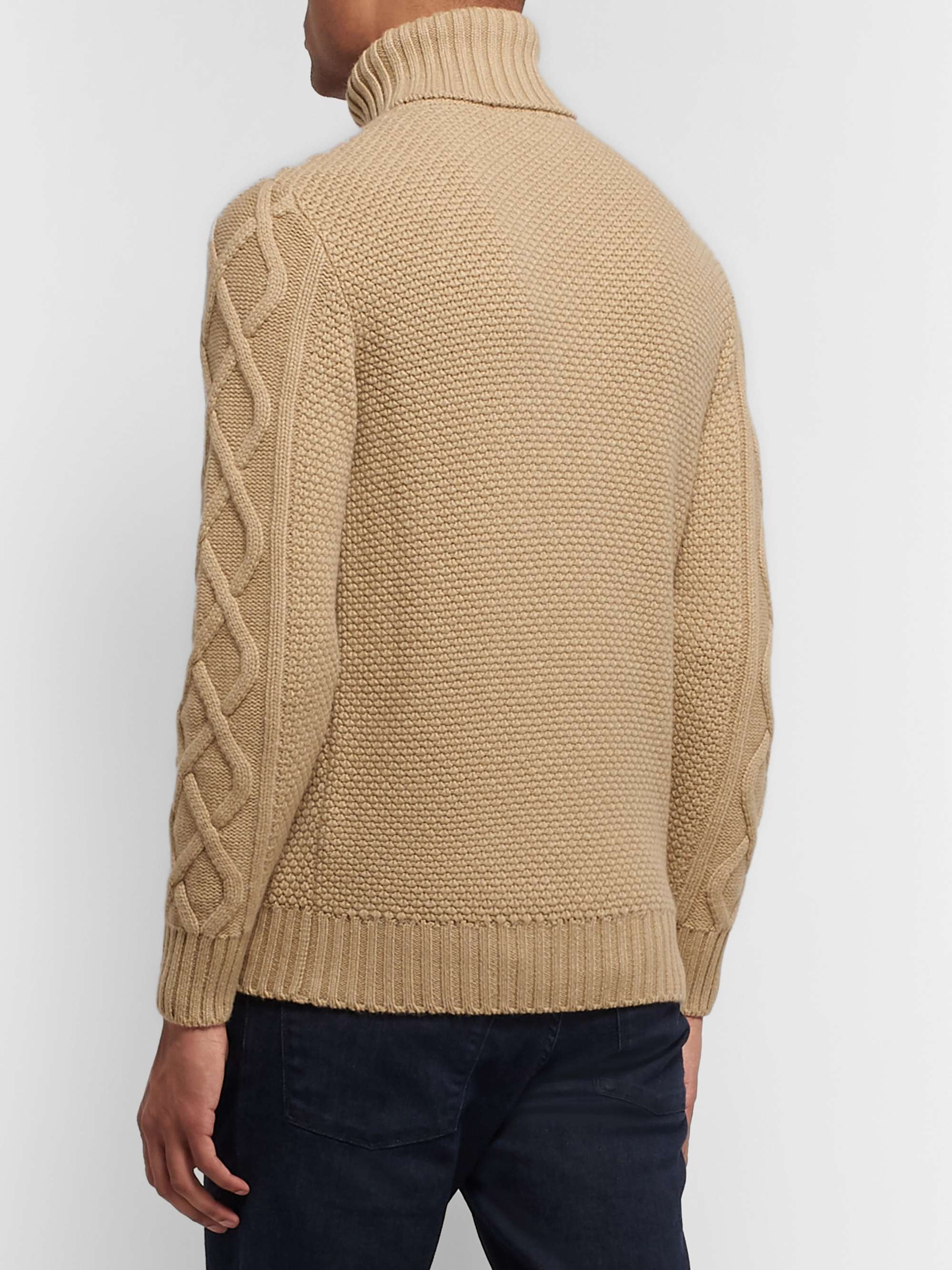 LORO PIANA Cable-Knit Baby Cashmere Rollneck Sweater