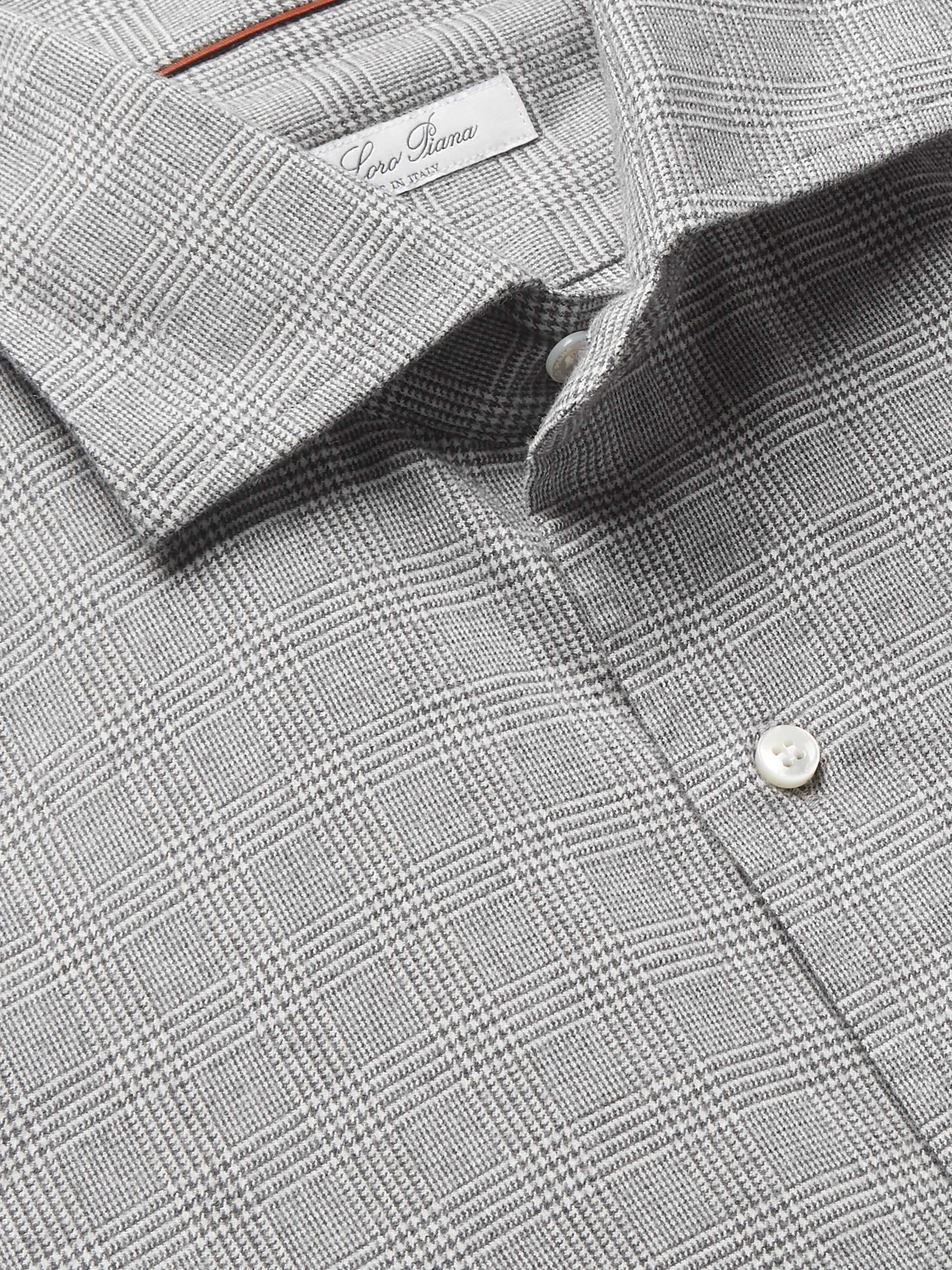 LORO PIANA Slim-Fit Prince of Wales Checked Brushed-Cotton Shirt