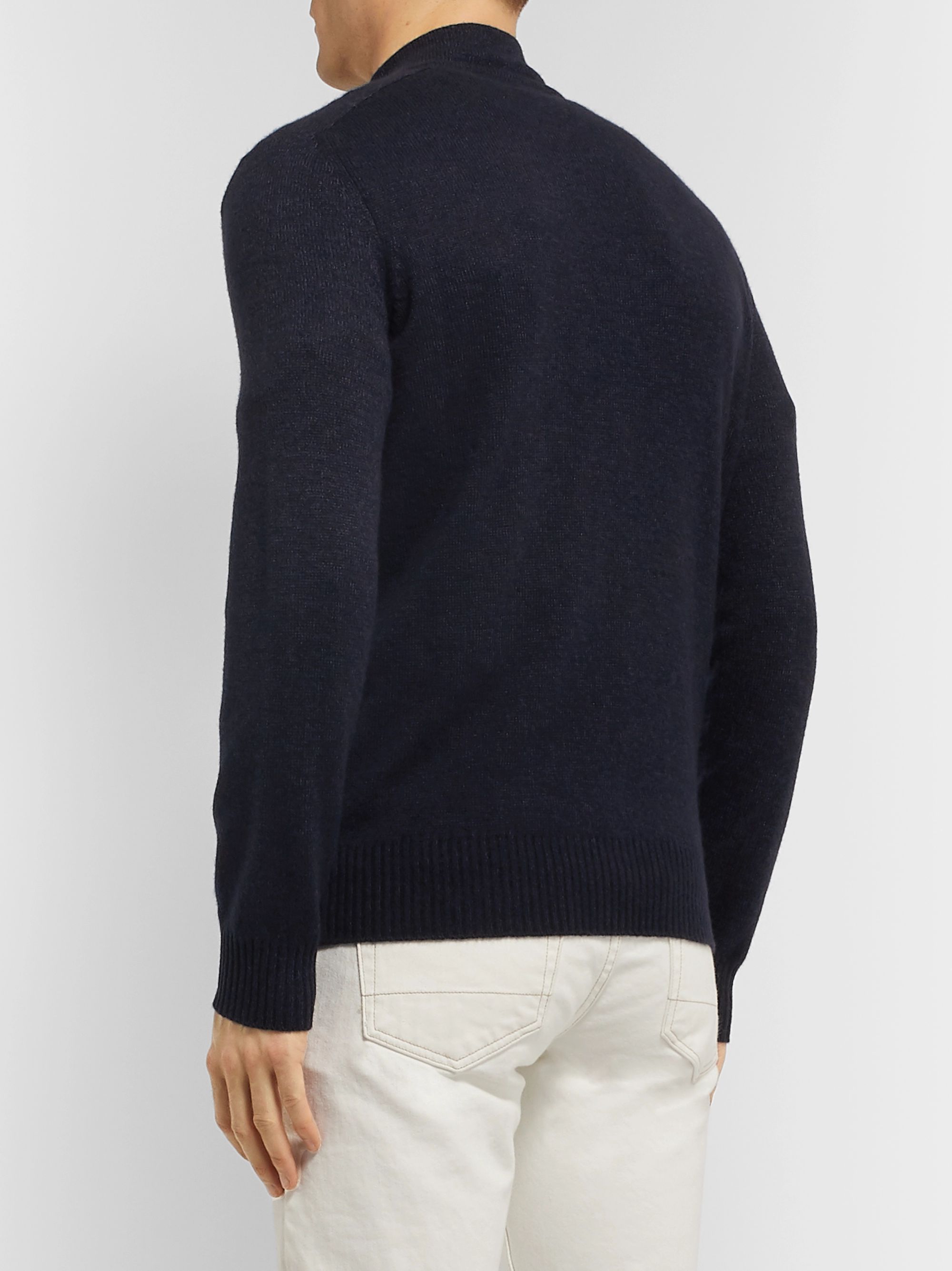 Navy Slim-Fit Baby Cashmere and Silk-Blend Zip-Up Cardigan | LORO PIANA ...
