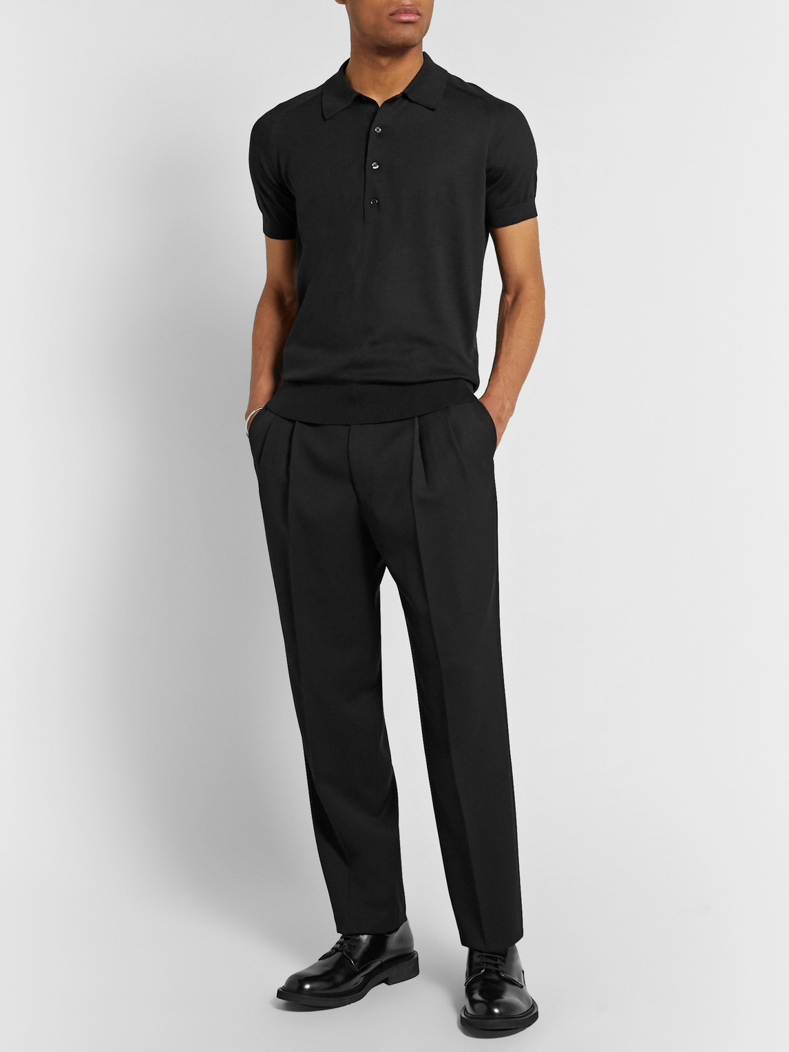 THE ROW PAVEL SILK AND COTTON-BLEND POLO SHIRT