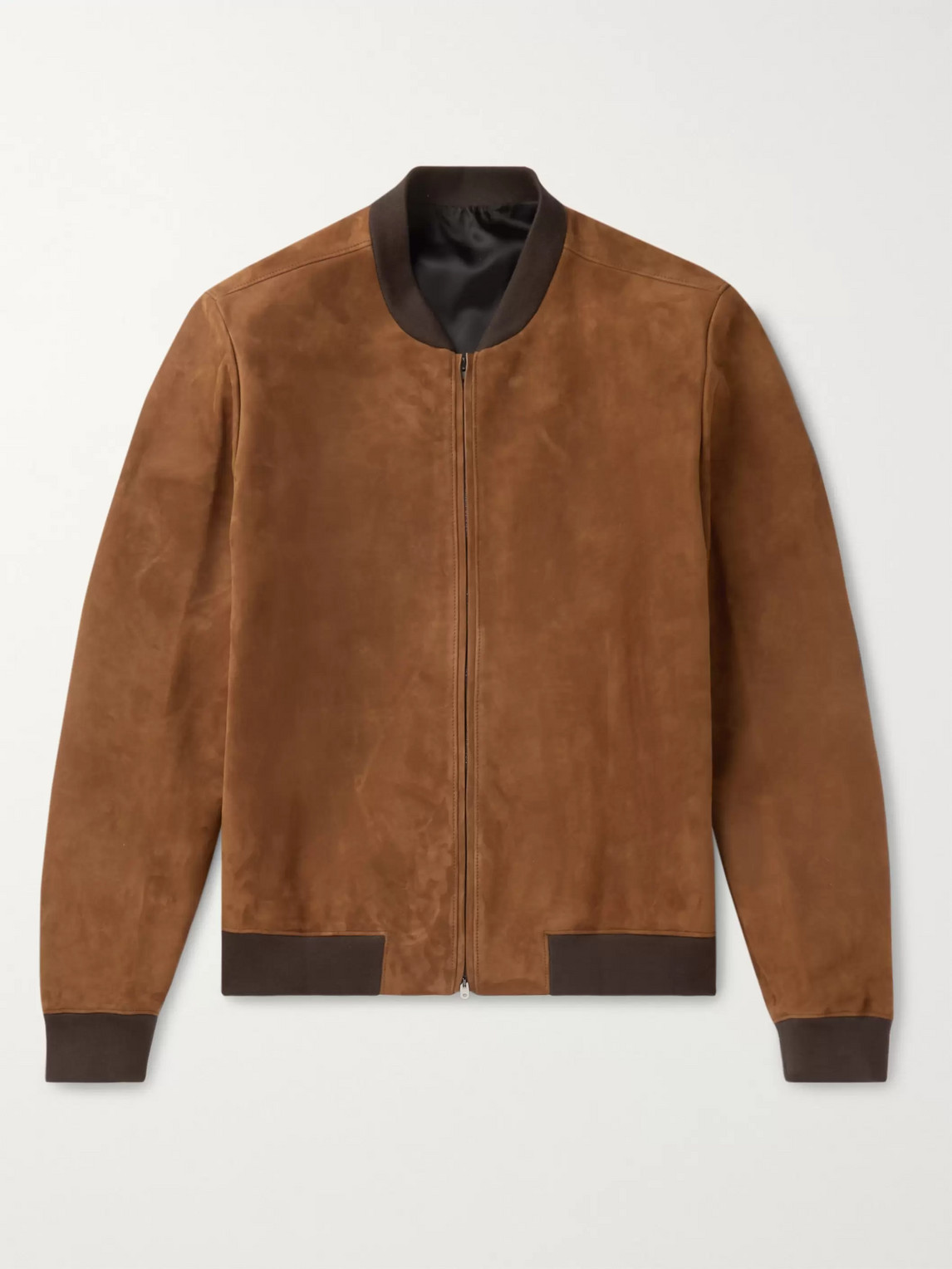 The Row Curt Suede Bomber Jacket In Brown