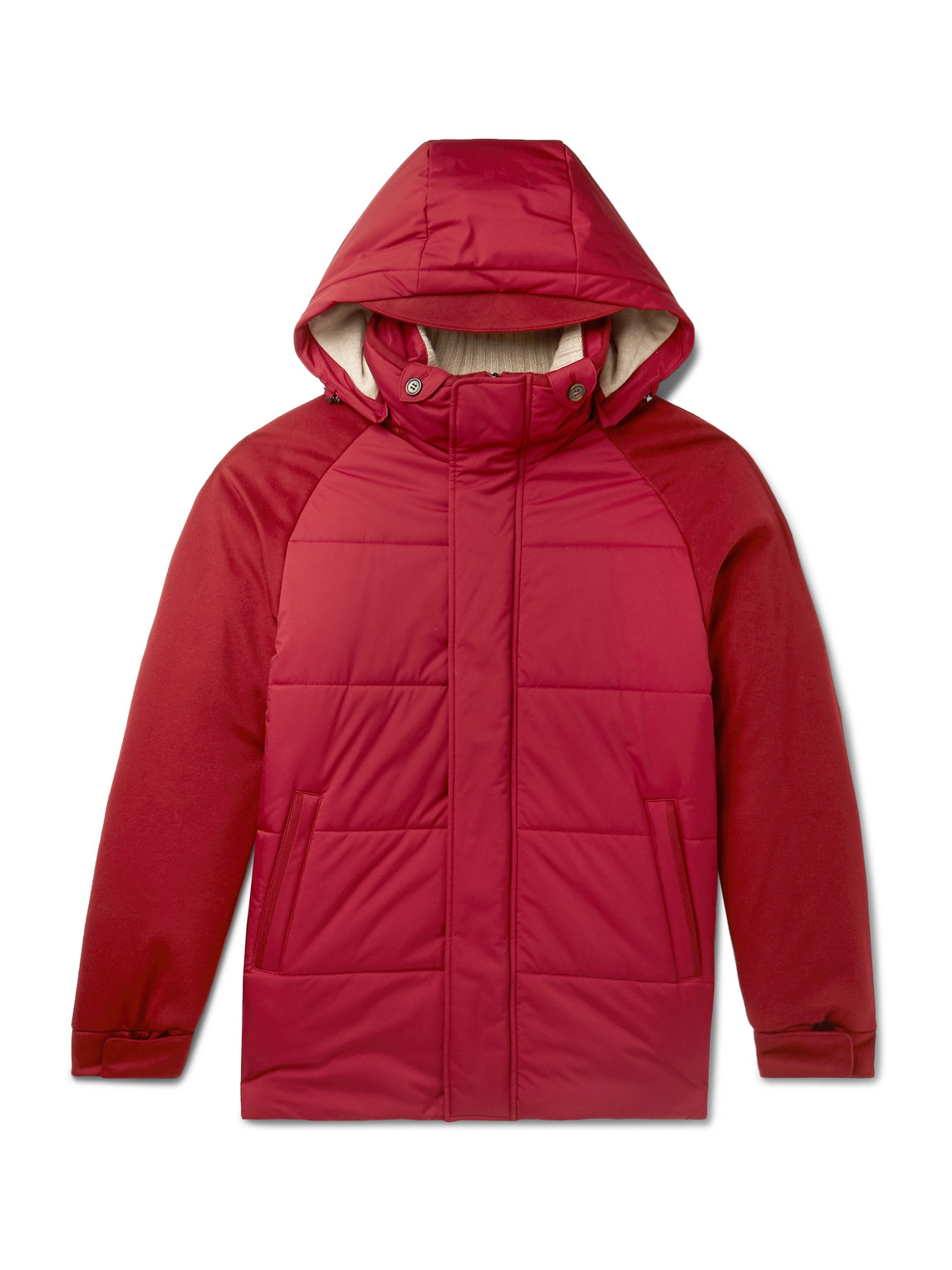 Storm System Quilted Baby Cashmere and Shell Hooded Jacket