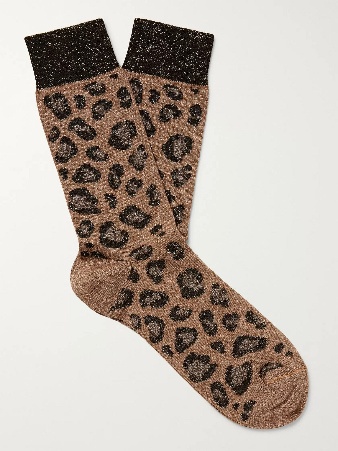 Versace Leopard-jacquard Cotton Socks In Brown