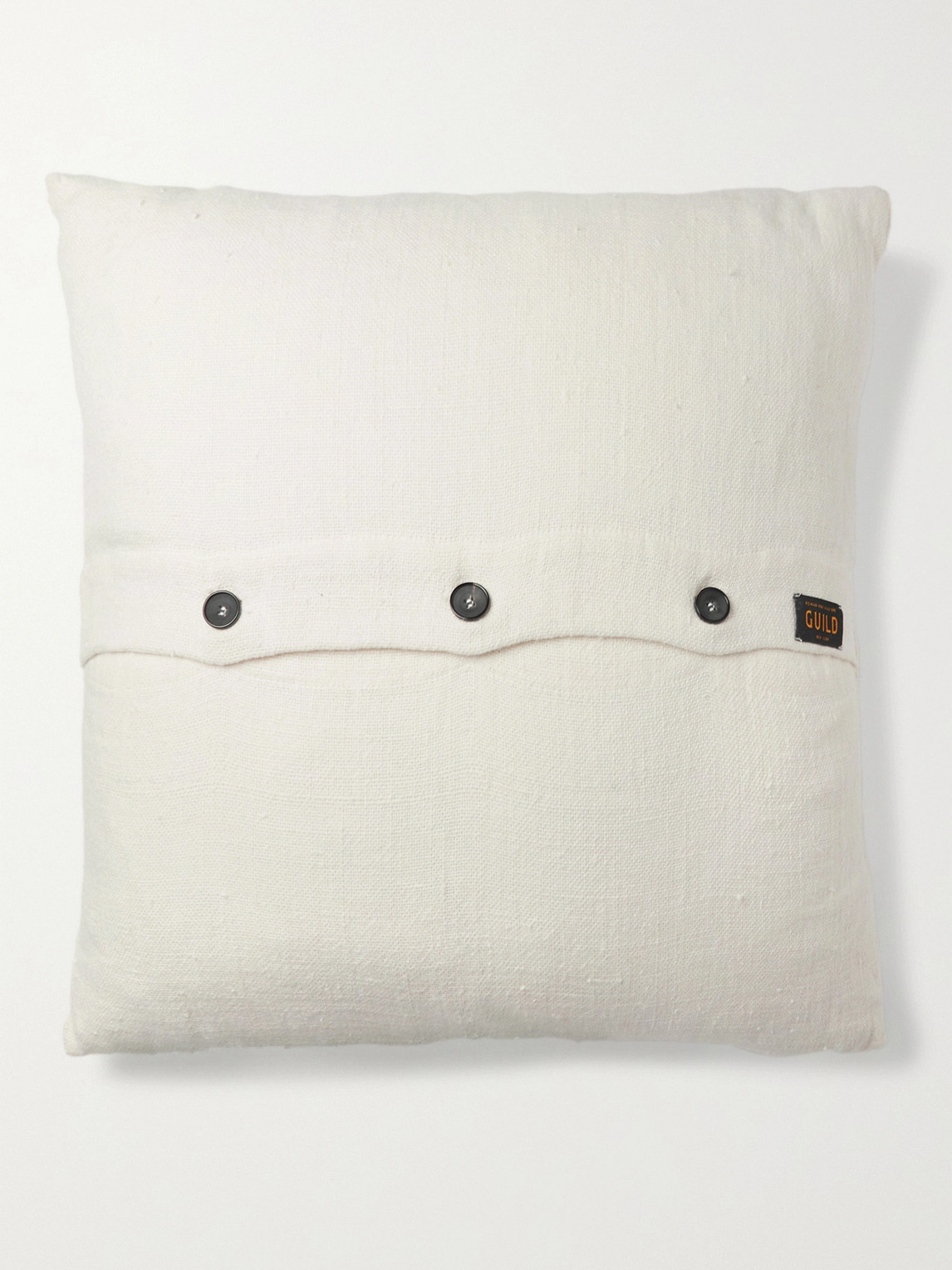 Roman & Williams Guild Buttoned Linen Cushion Cover In White