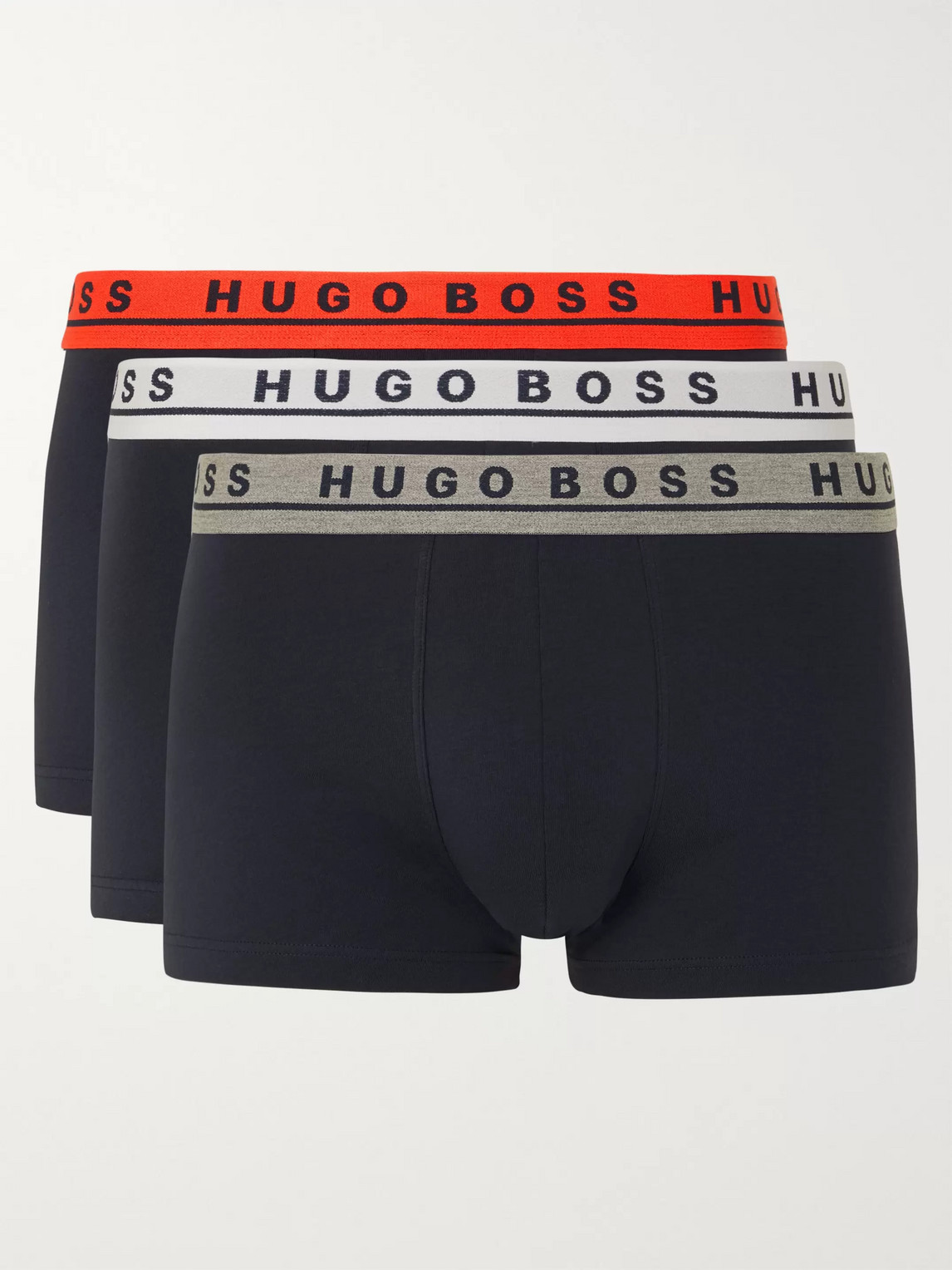 Hugo Boss Three-pack Stretch-cotton Jersey Boxer Briefs In Blue