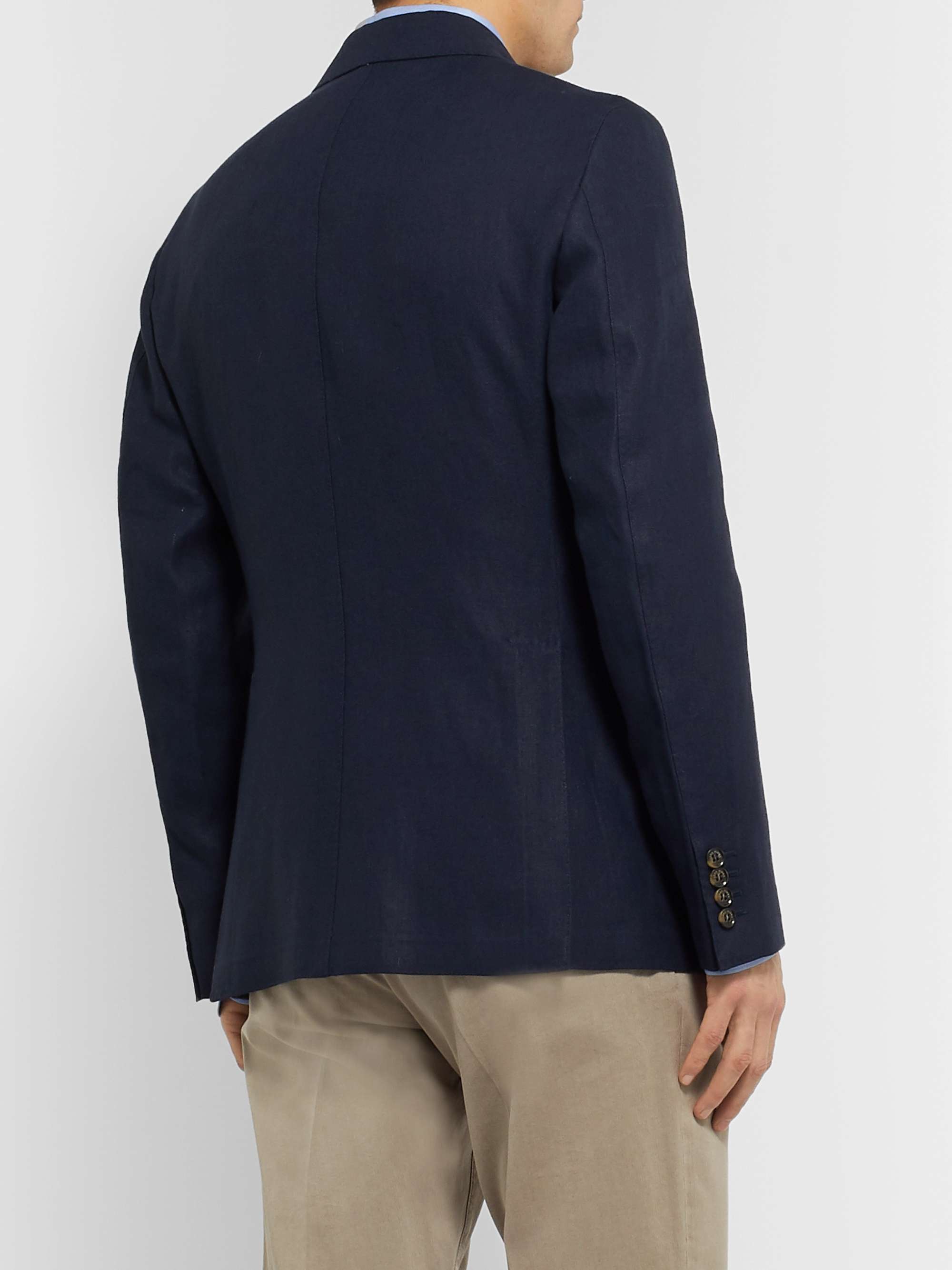 LORO PIANA Navy Slim-Fit Unstructured Linen Blazer