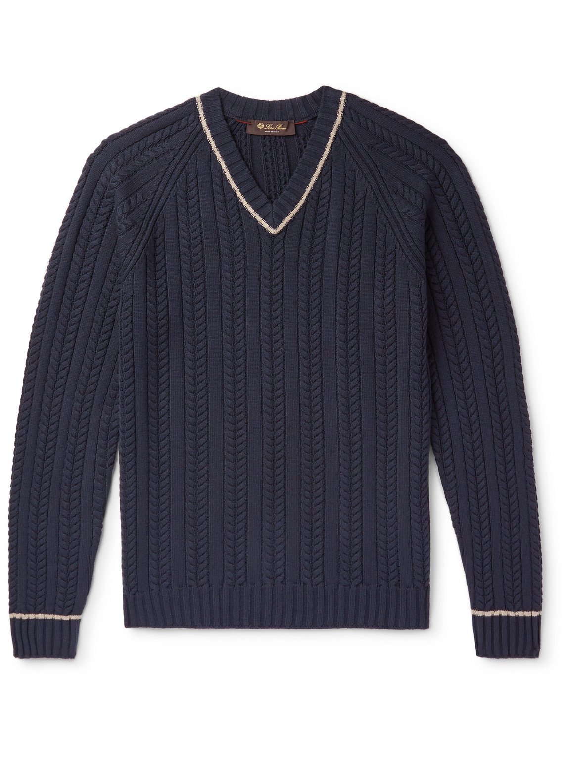 Striped Cable-Knit Cotton and Silk-Blend Sweater