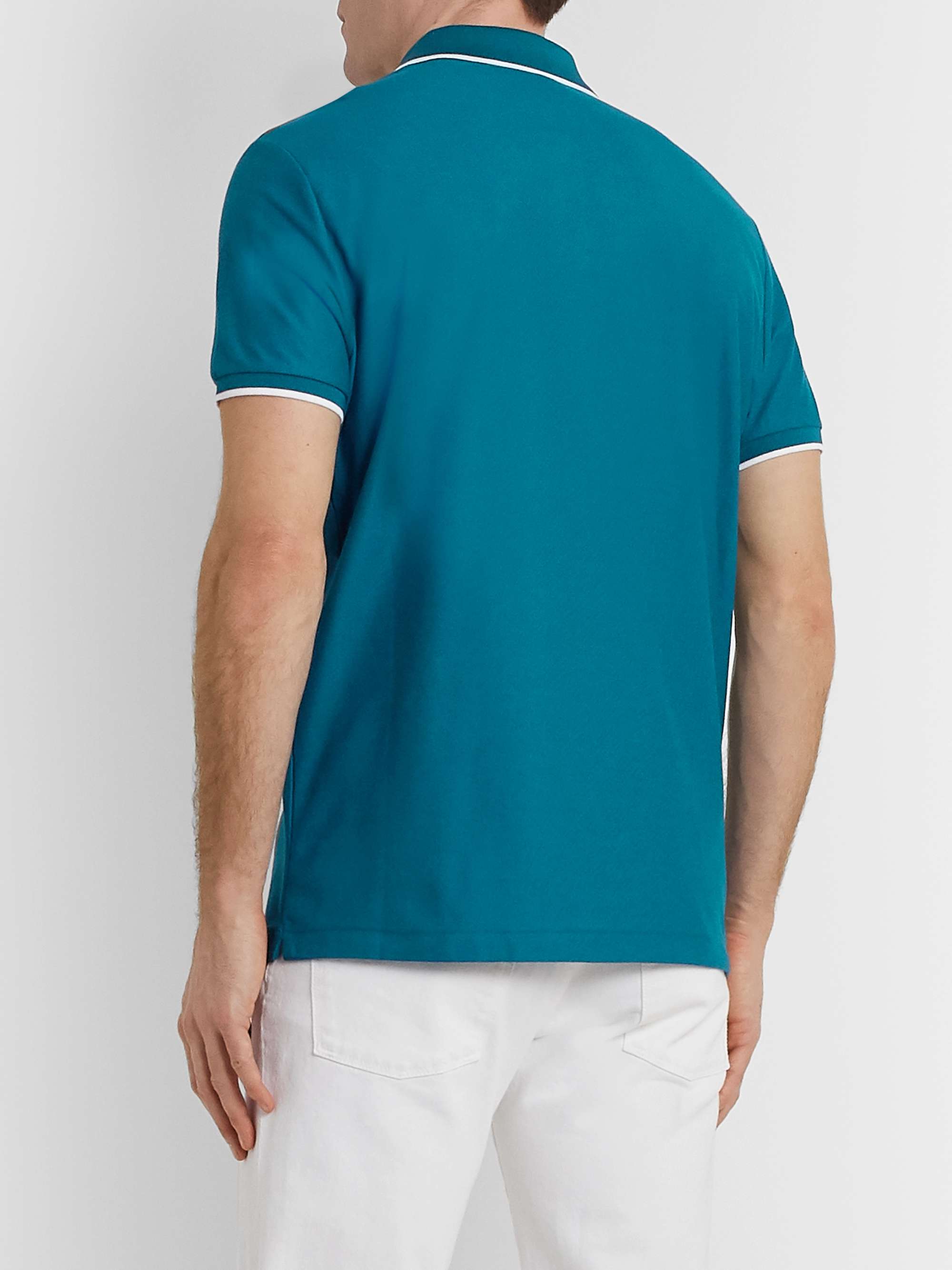 LORO PIANA Contrast-Tipped Stretch-Cotton Piqué Polo Shirt