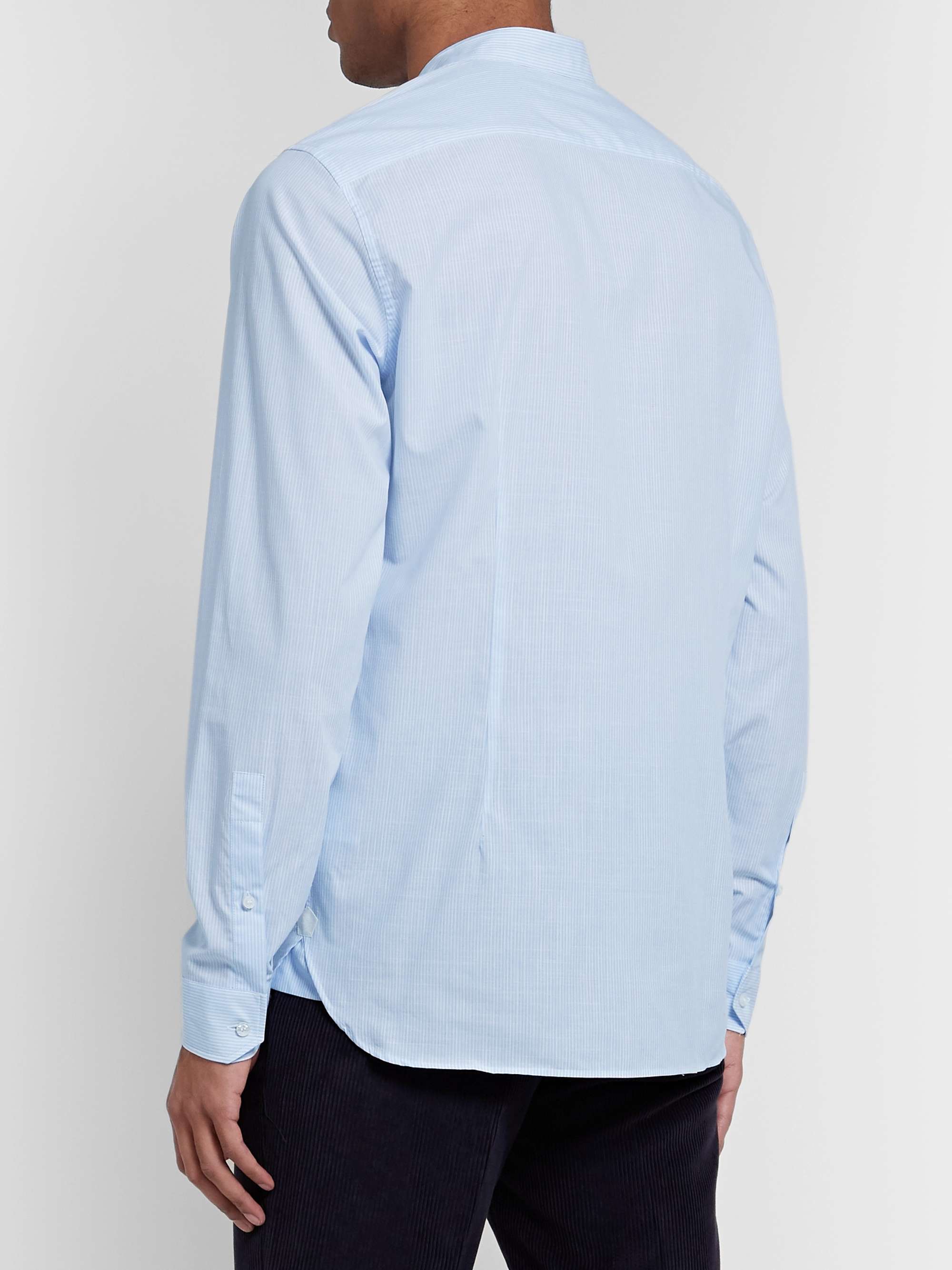 LORO PIANA Slim-Fit Grandad-Collar Striped Cotton Shirt