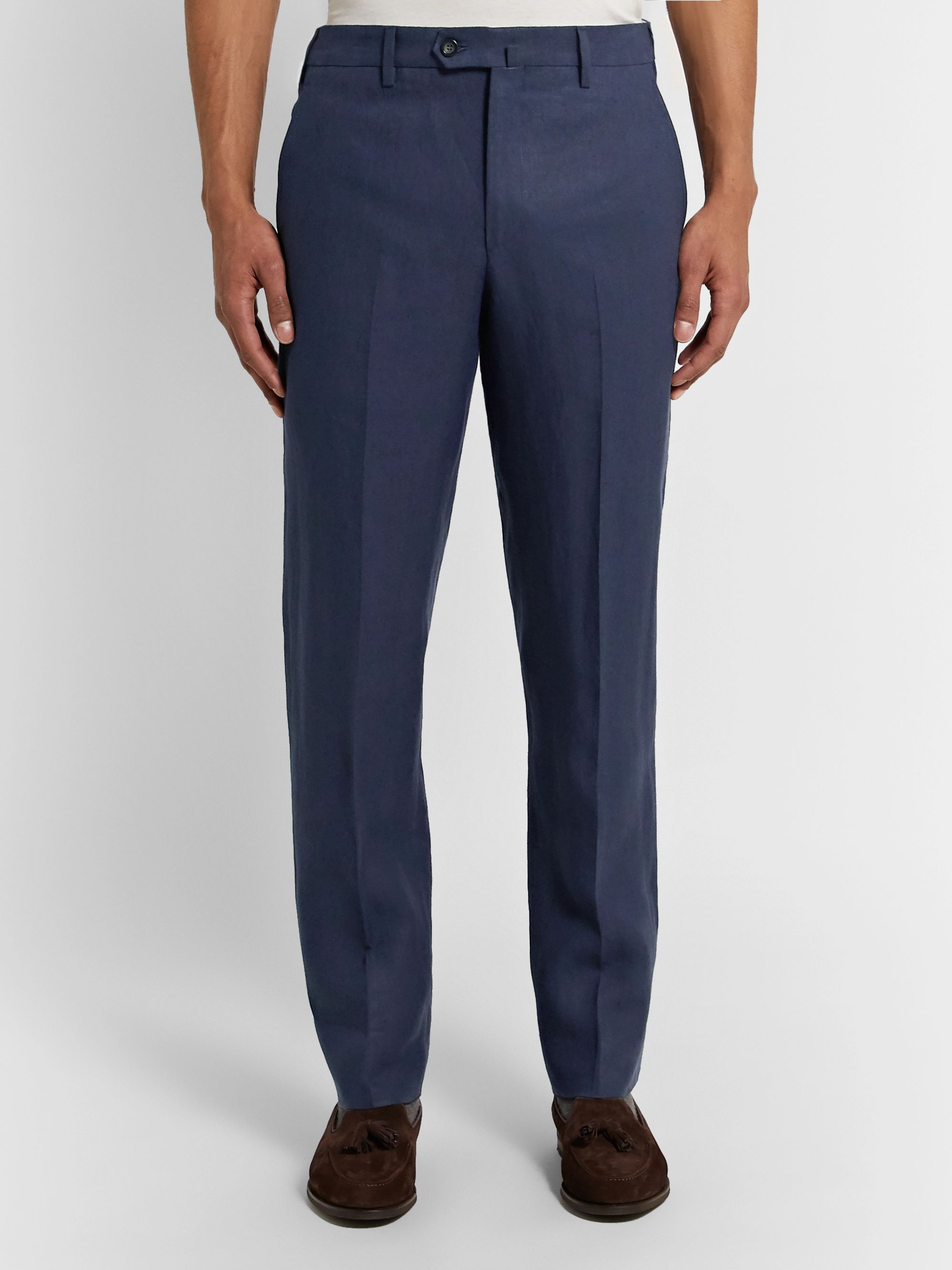 Navy Linen Trousers | LORO PIANA | MR PORTER