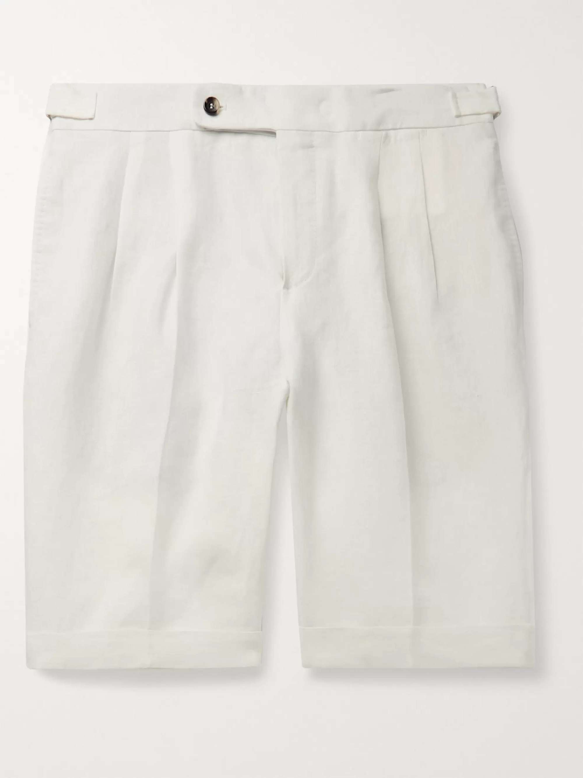 LORO PIANA Slim-Fit Pleated Linen Shorts