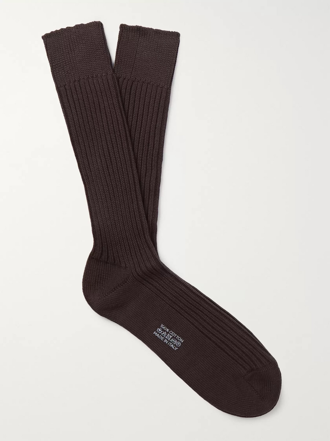 Tom Ford Ribbed Cotton Socks In Brown