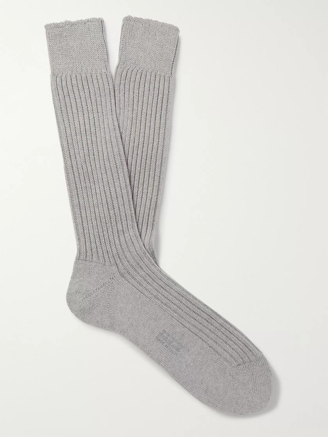 Tom Ford Ribbed Cotton Socks In Gray