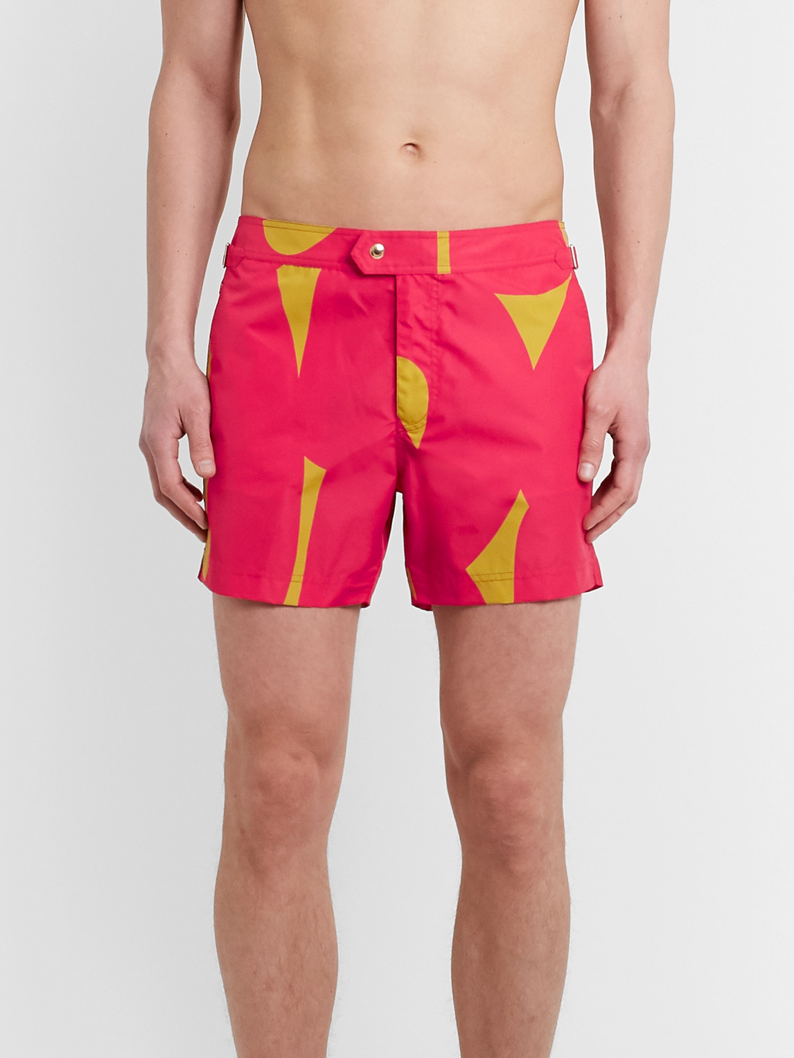 Tom Ford Slim-fit Short-length Printed Swim Shorts In Red