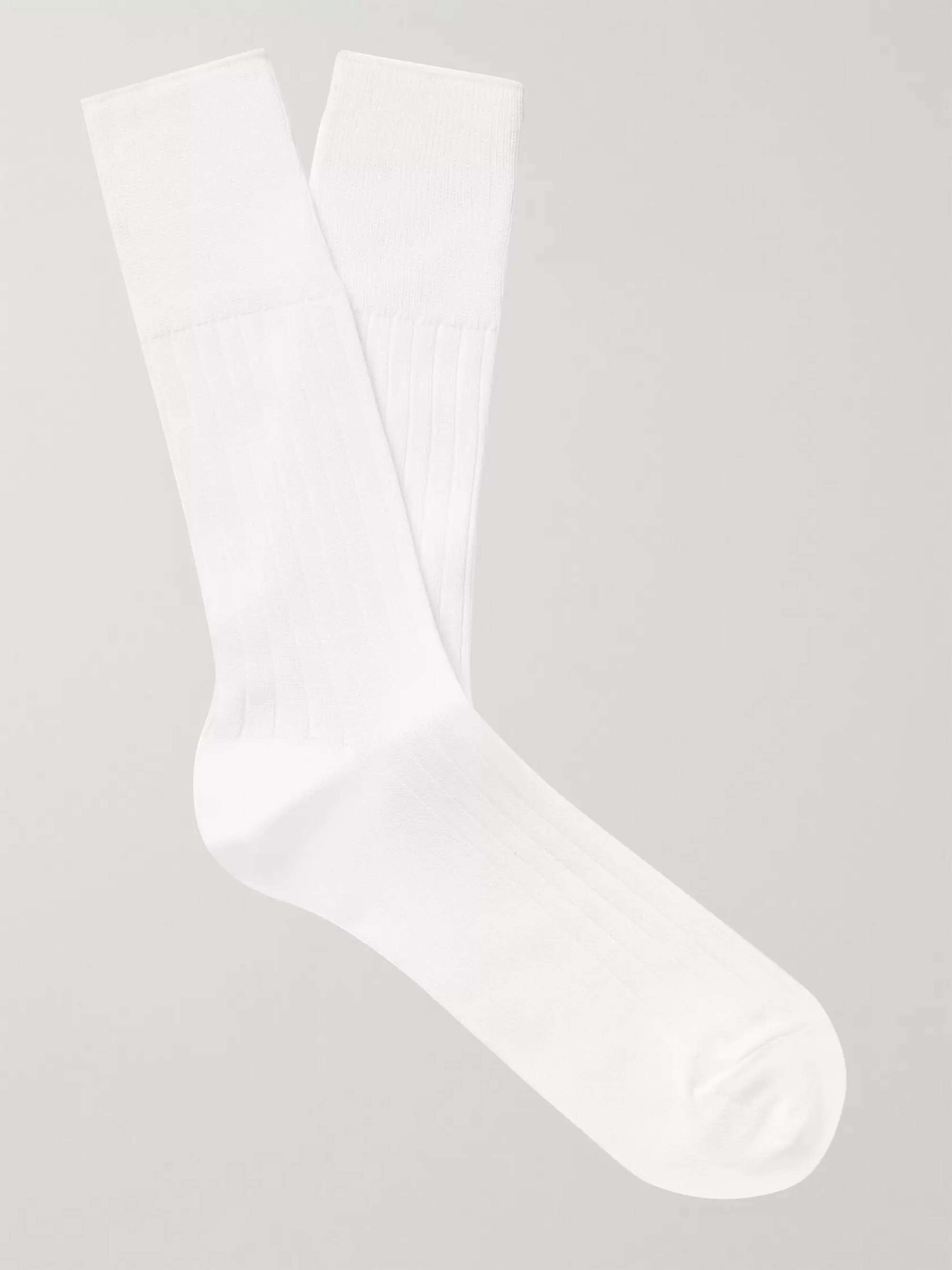MR P. Ribbed Cotton-Blend Socks