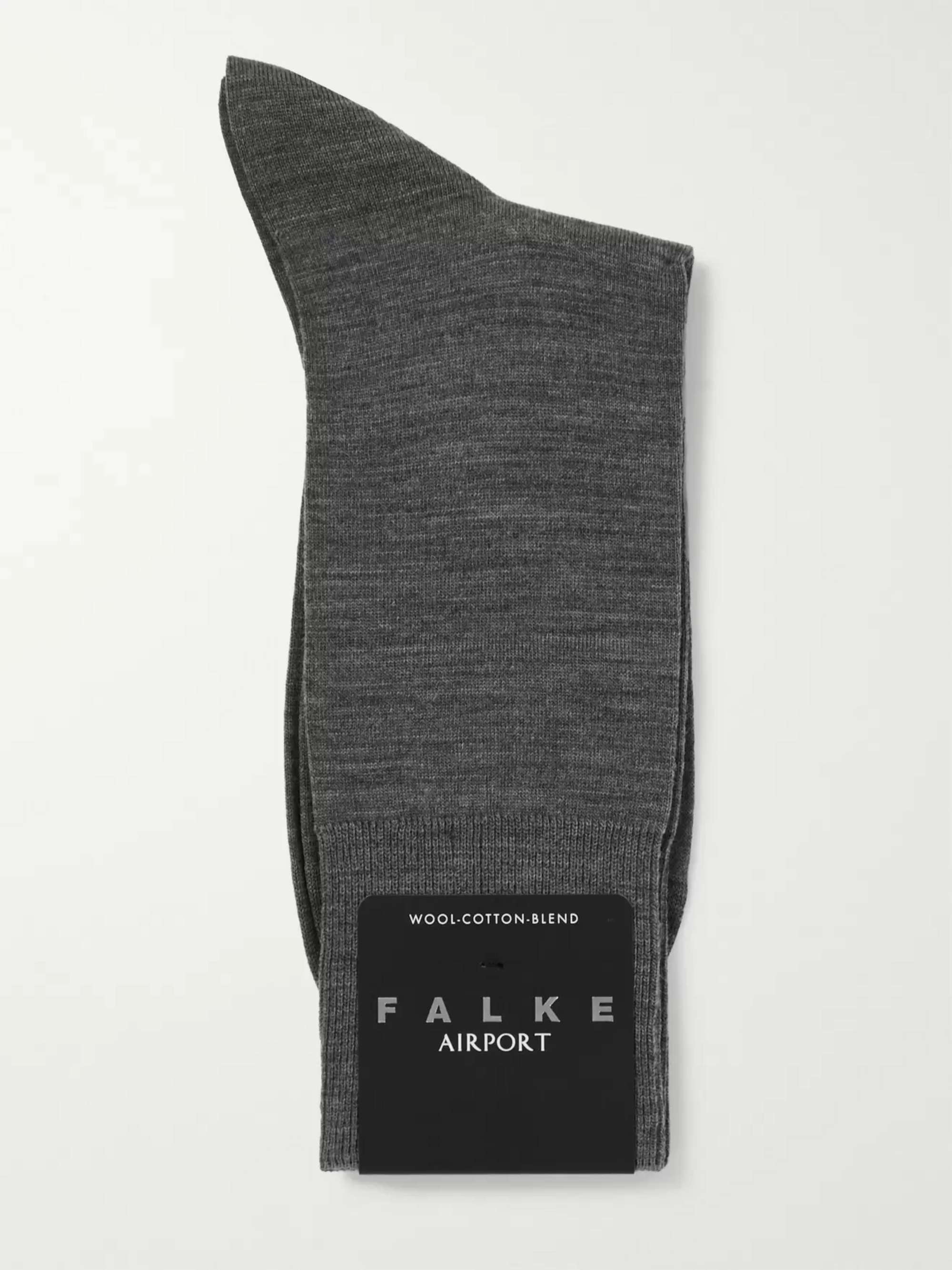 FALKE Three-Pack Airport Mélange Stretch Wool-Blend Socks