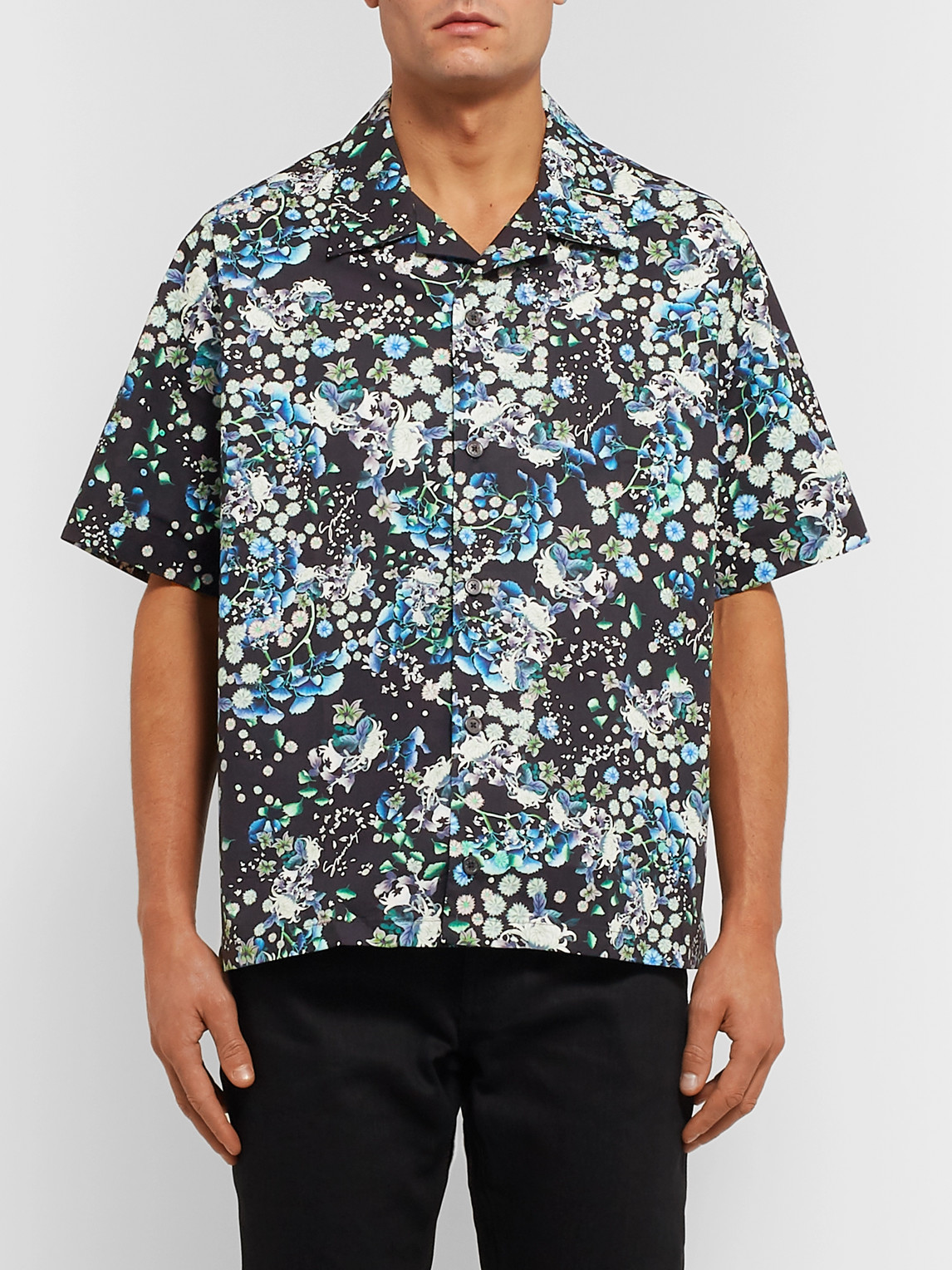 Shop Givenchy Camp-collar Printed Cotton Shirt In Multi
