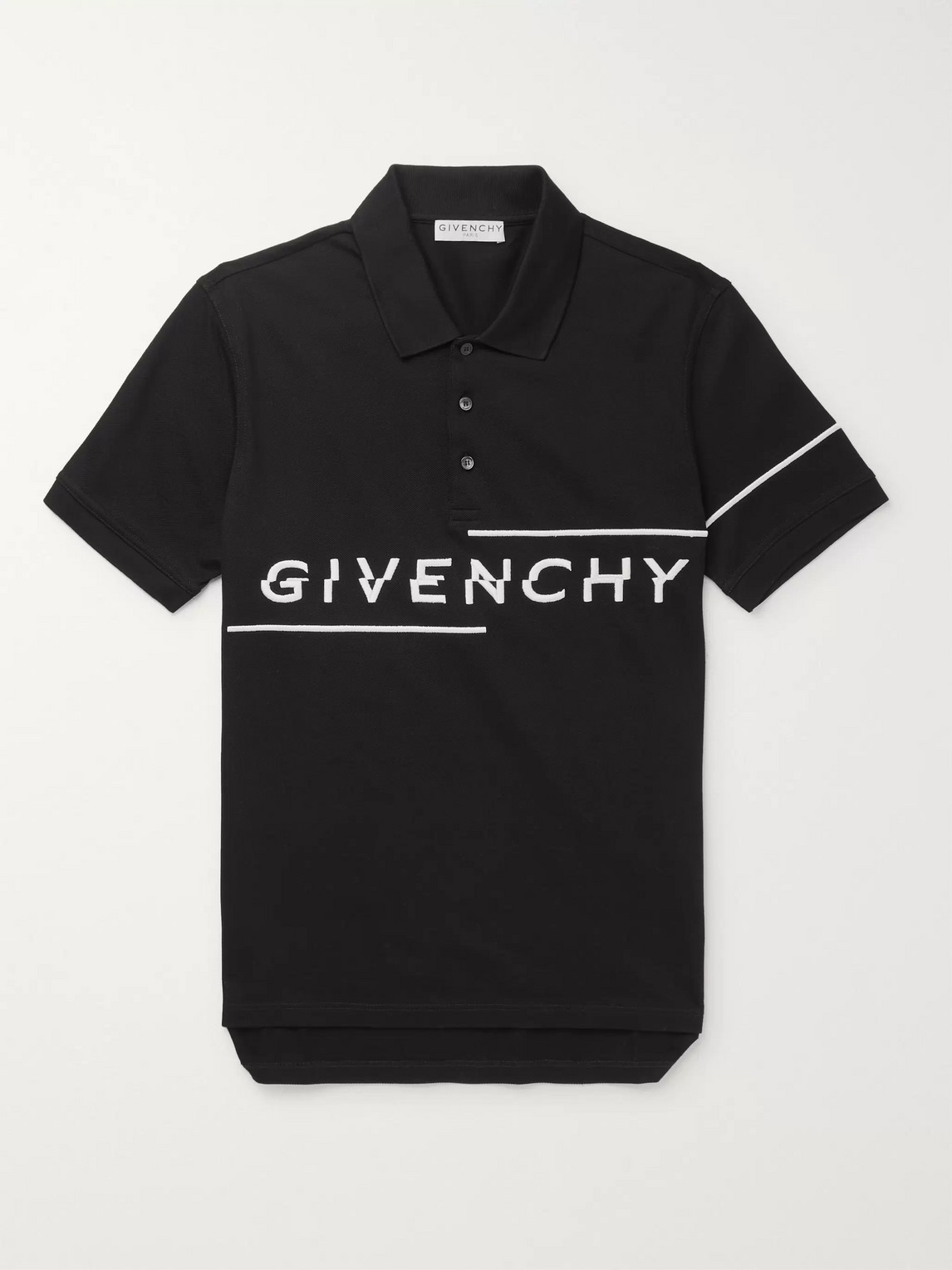 Givenchy Logo-embroidered Cotton-piqué Polo Shirt In Black