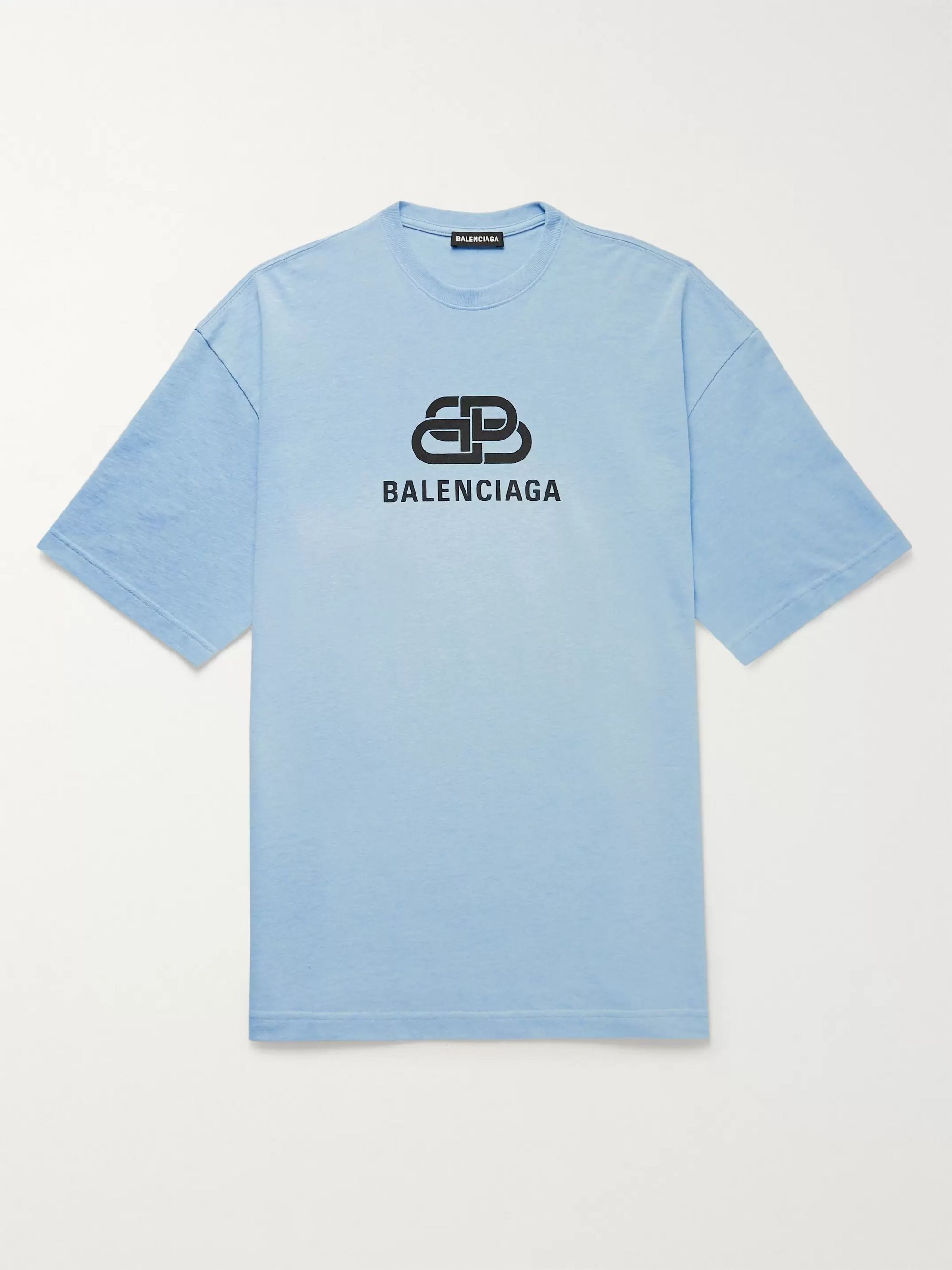 Blue Oversized Logo-Print Mélange 