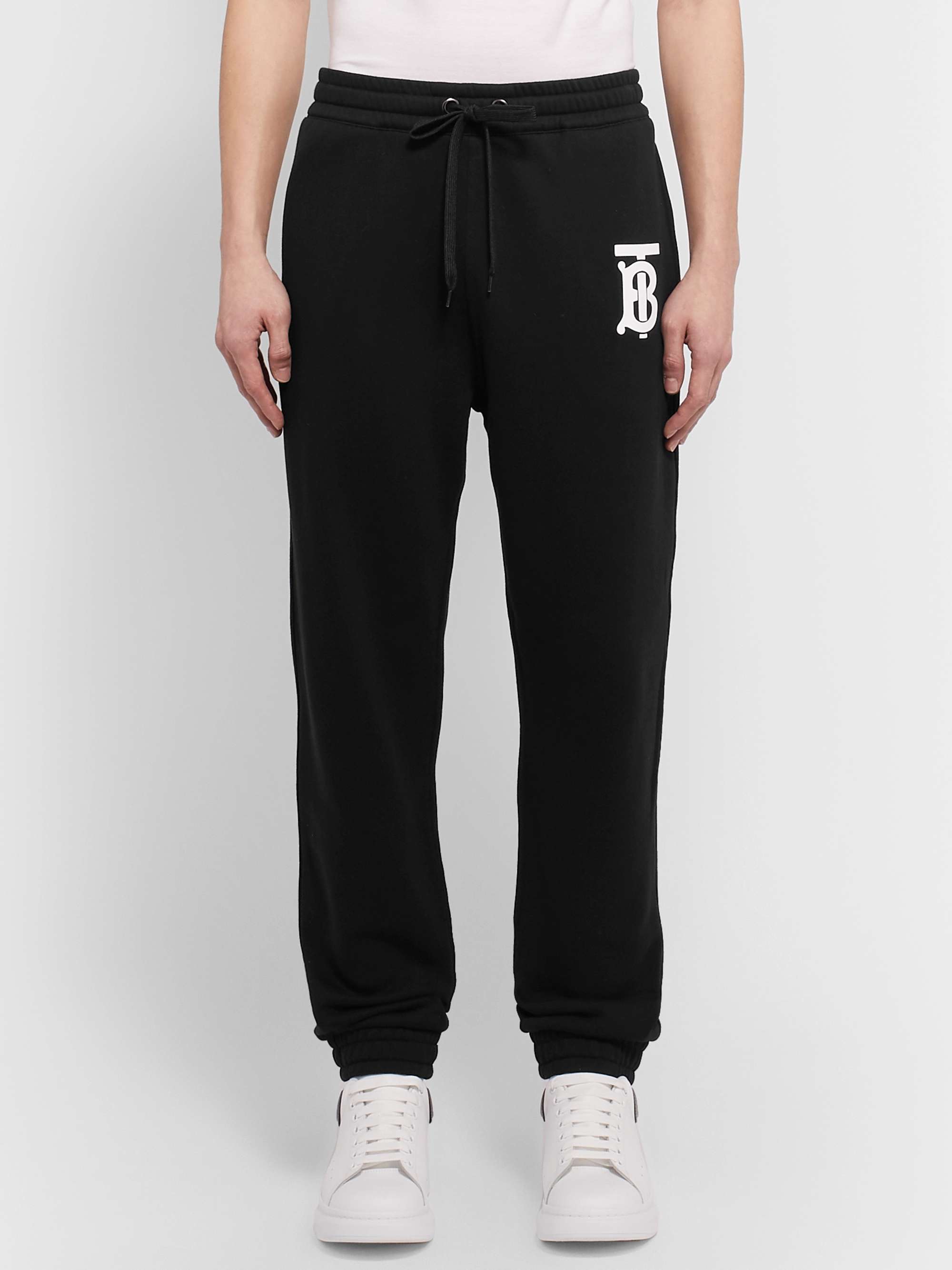 BURBERRY Tapered Logo-Print Loopback Cotton-Jersey Sweatpants