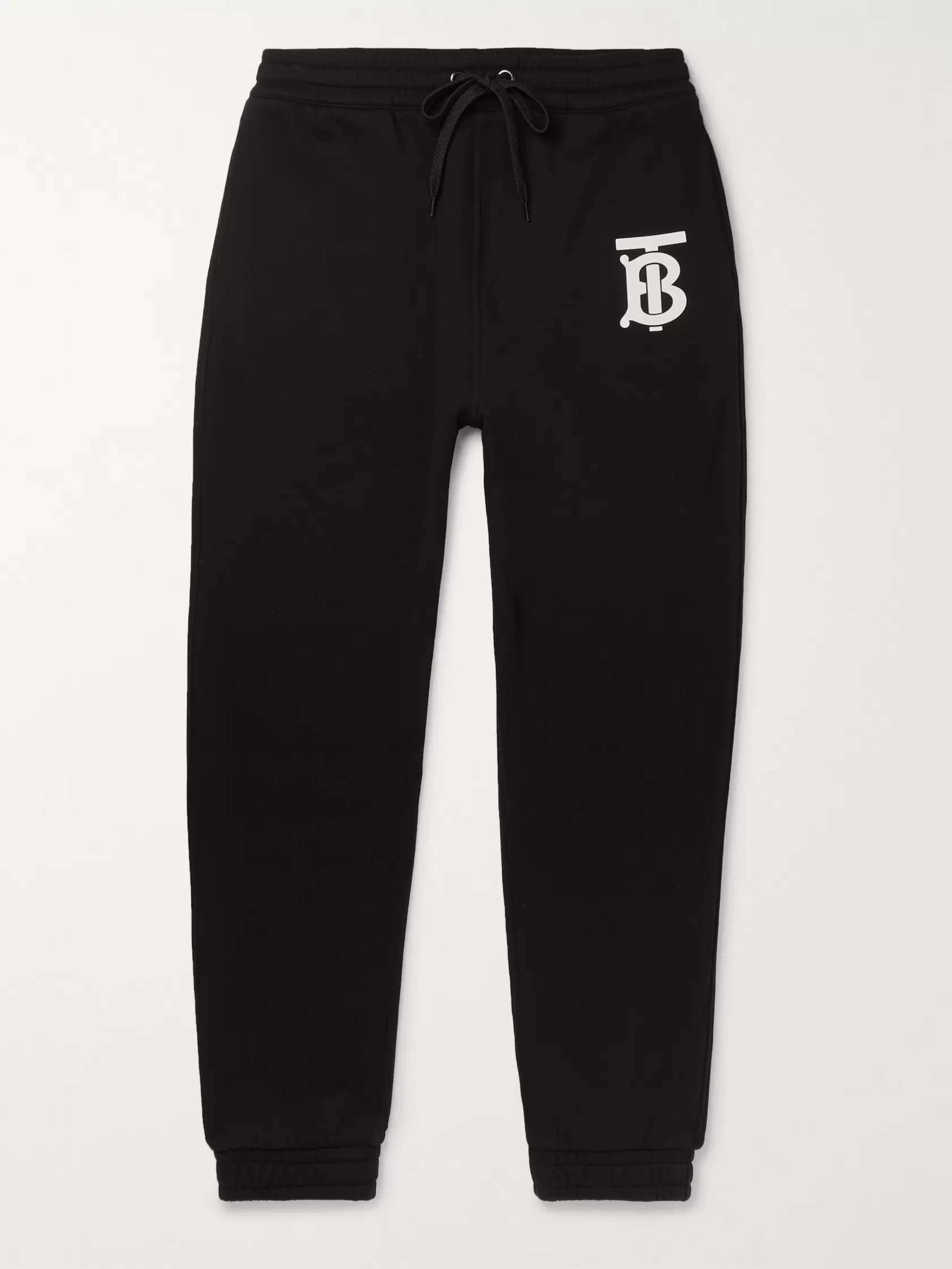 BURBERRY Tapered Logo-Print Loopback Cotton-Jersey Sweatpants