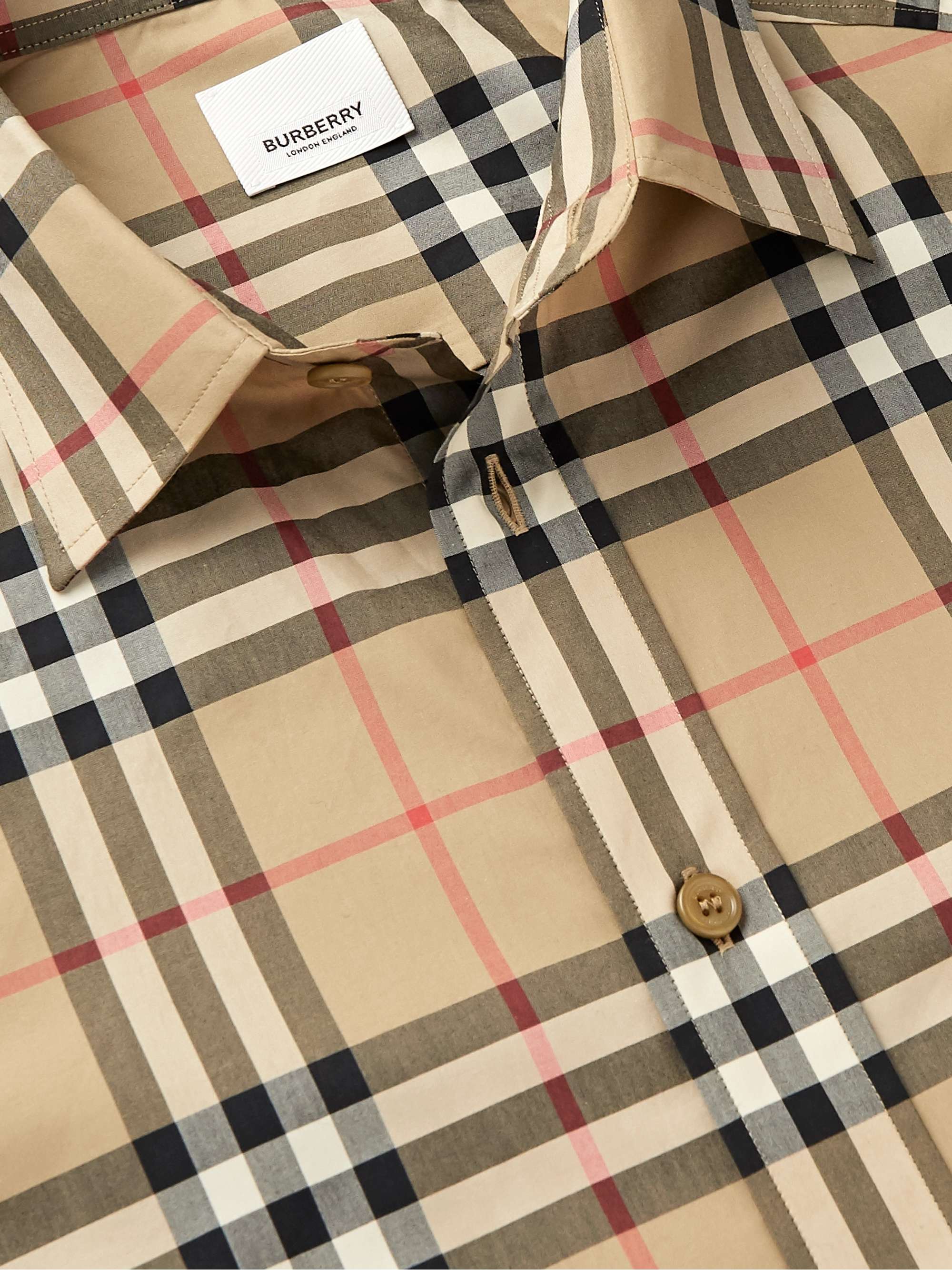 BURBERRY Checked Cotton-Poplin Shirt