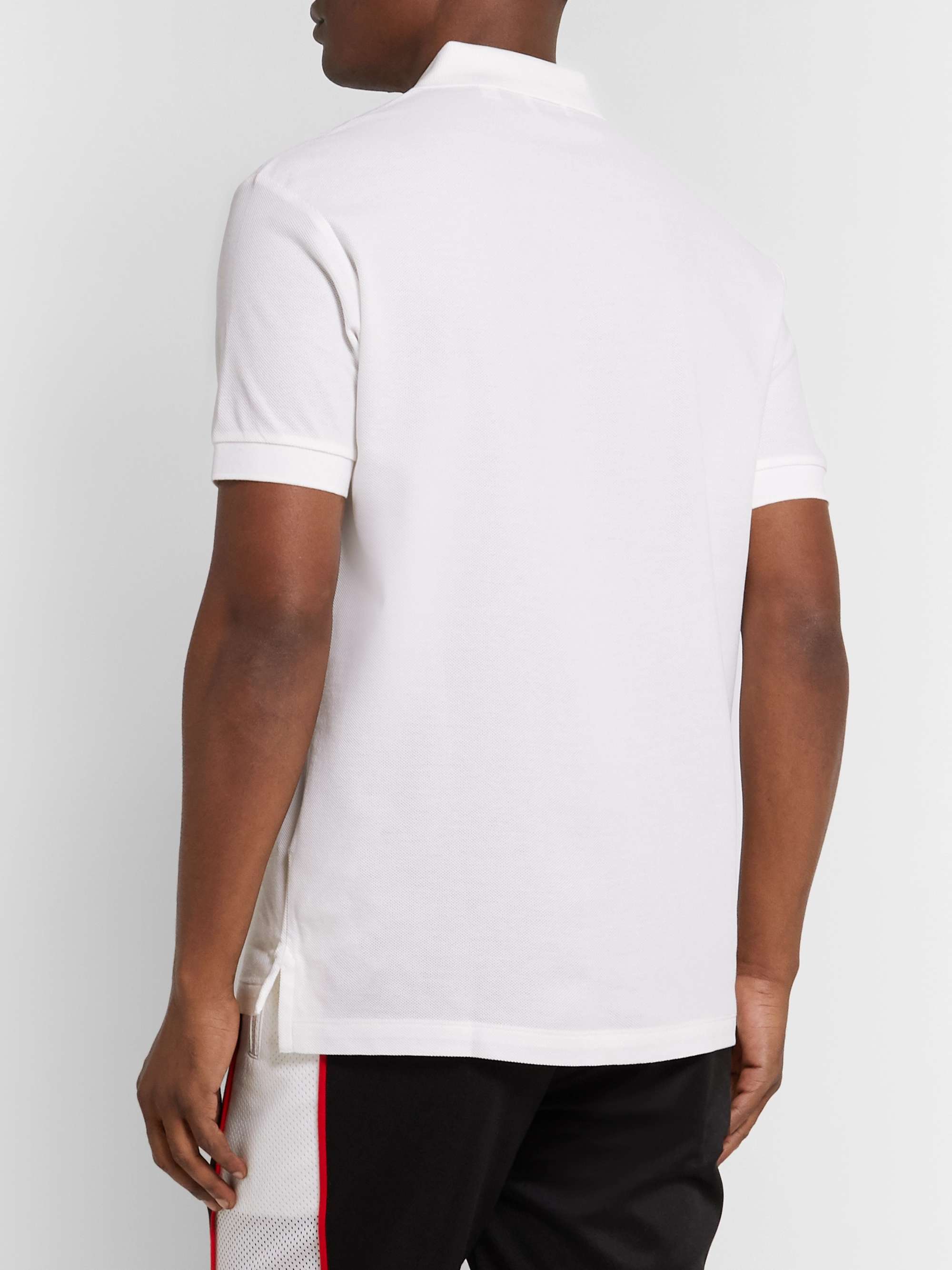 BURBERRY Slim-Fit Logo-Embroidered Cotton-Piqué Polo Shirt