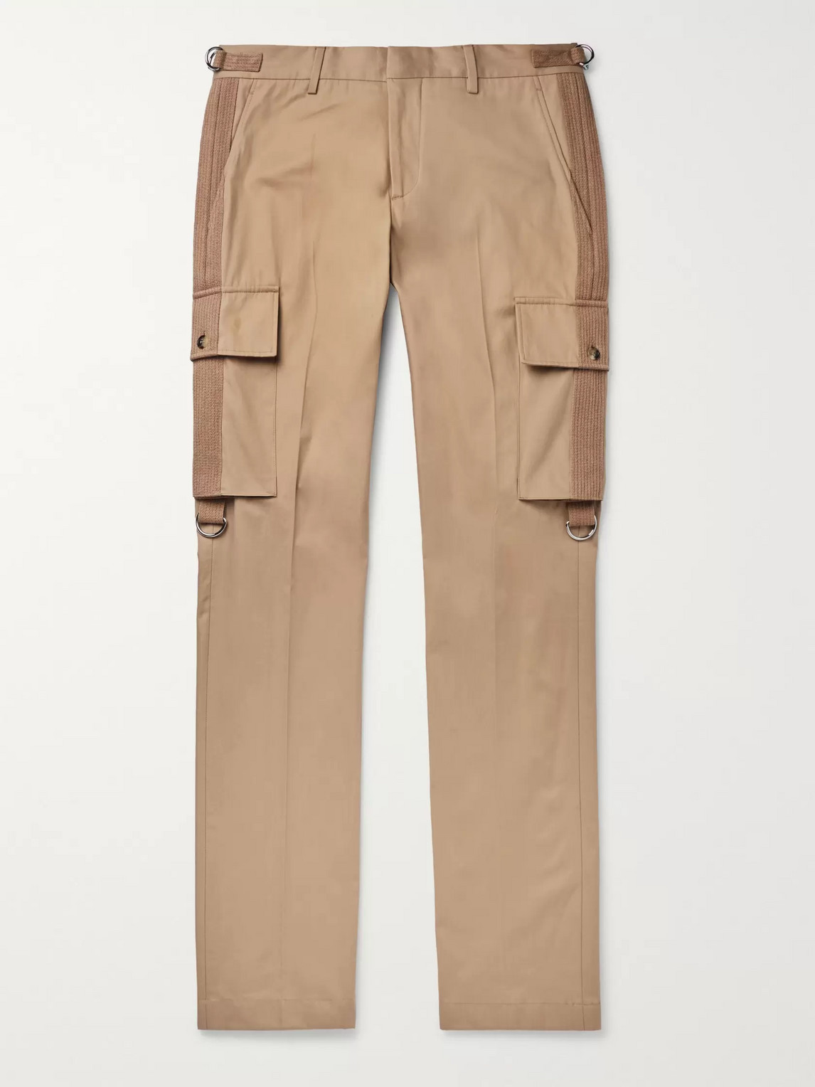 BURBERRY SLIM-FIT WEBBING-TRIMMED COTTON-TWILL CARGO TROUSERS