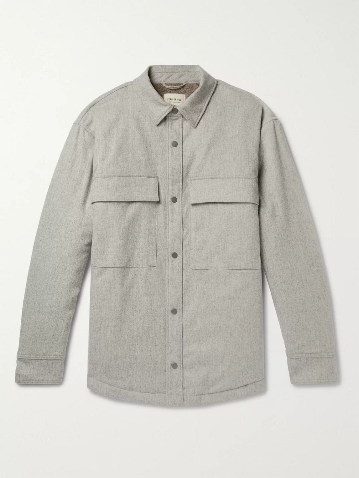 Fear Of God Melton Wool-blend Primaloft Overshirt In Gray