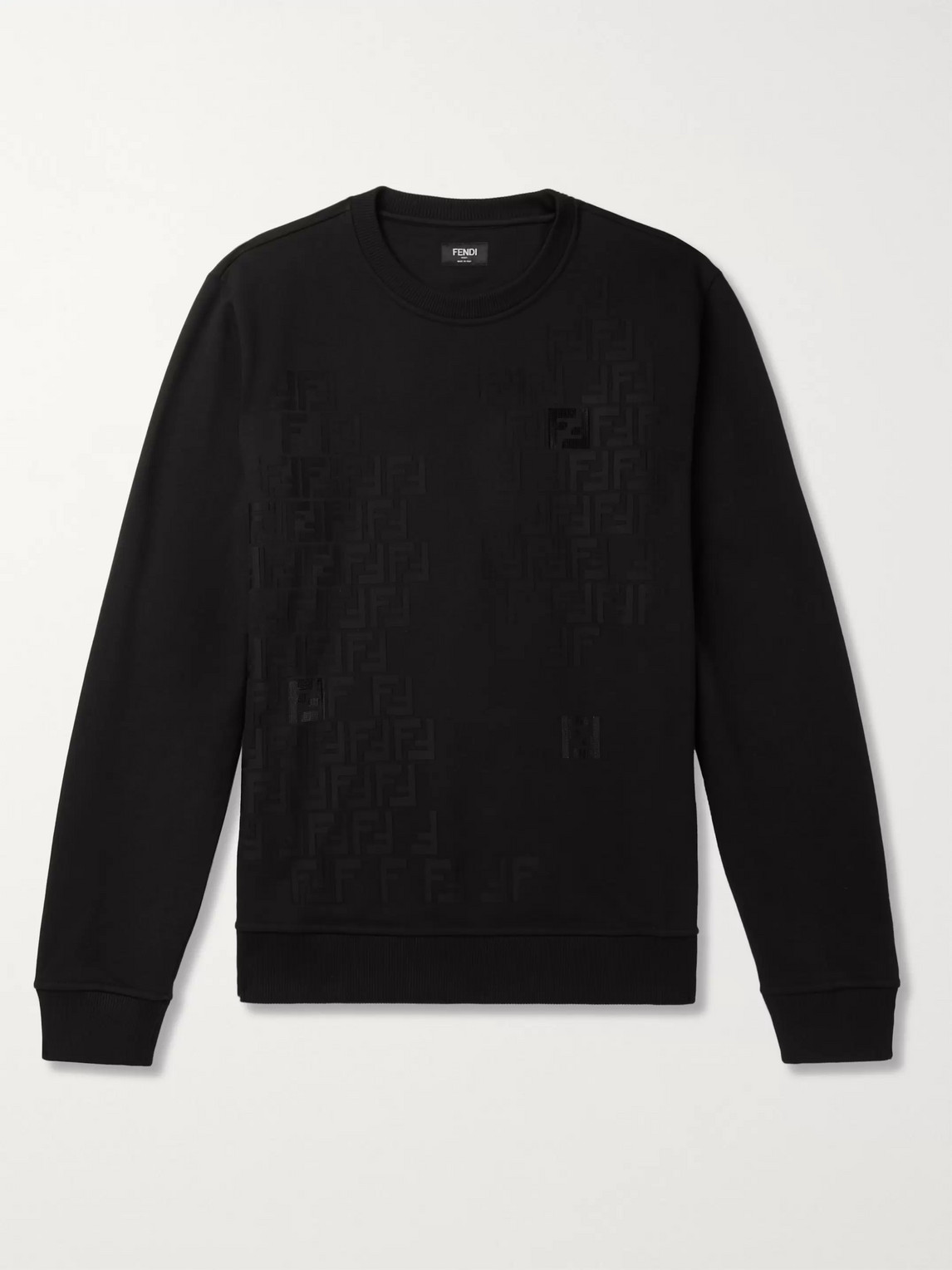 Fendi Logo-detailed Fleece-back Cotton-jersey Sweatshirt In Black